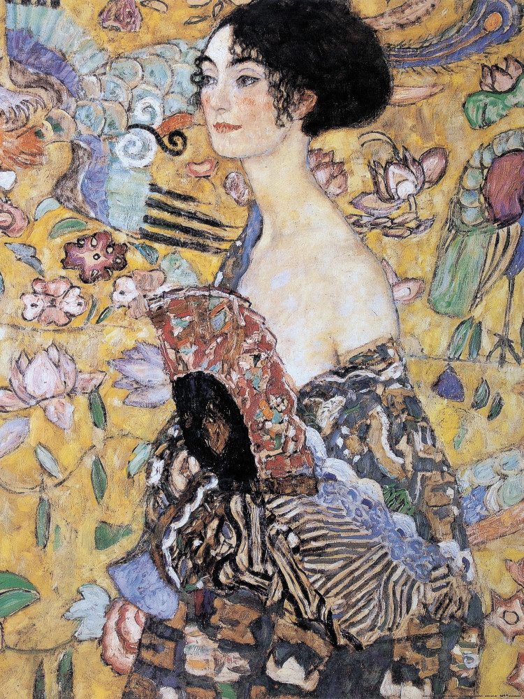 Poster Gustav Klimt Kunstdruck Bild - Dame Mit Fächer, 1917-18 (80 x 60 cm)