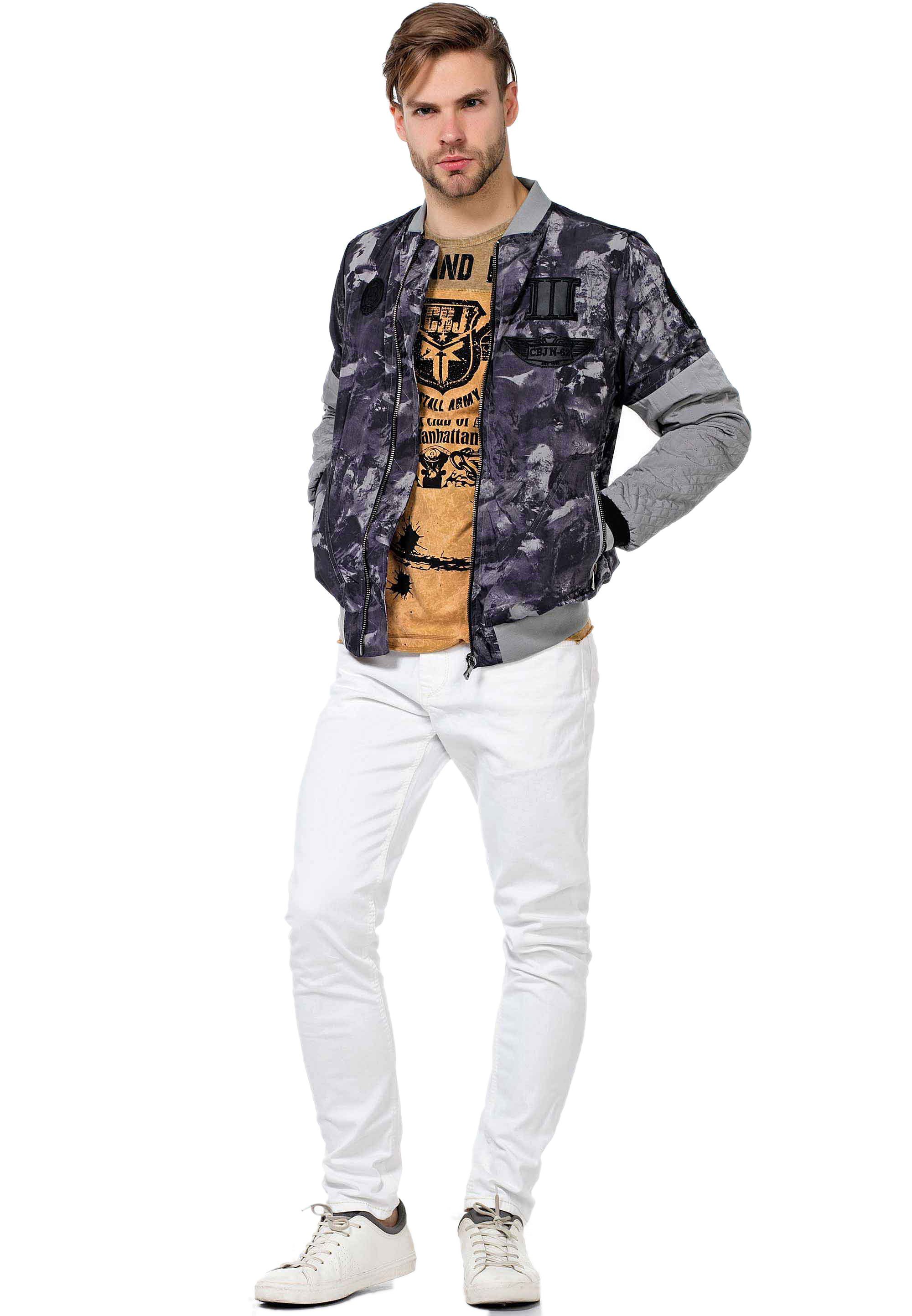 Cipo & in Baxx Military-Style Collegejacke grau coolem