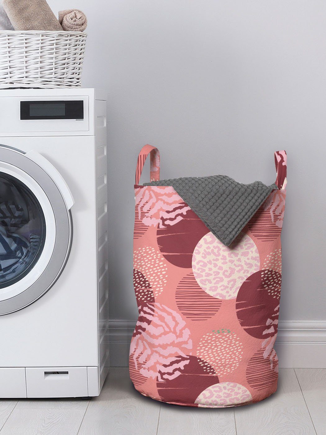 Abstrakt mit Abakuhaus Griffen Kreisformen Kordelzugverschluss Wäschekorb Waschsalons, für Wäschesäckchen Verschiedene