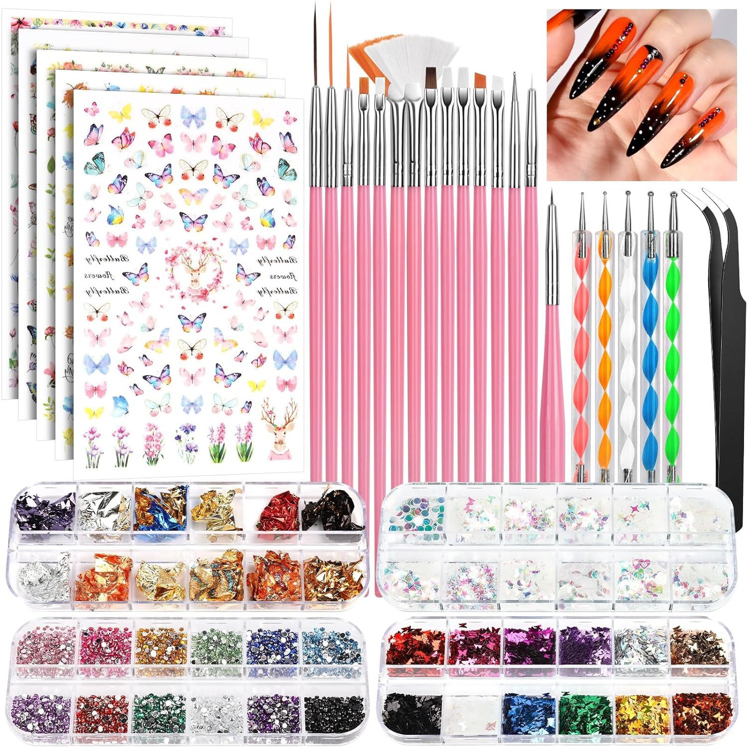 SURFOU Nageldesign Zubehör Nageldesign Zubehör Nail Art Neonail Set Nagel Pinsel für Gelnägel, Nägel Zubehör, Nailart, Acryl Pinsel für Nägel, Nagelpinsel