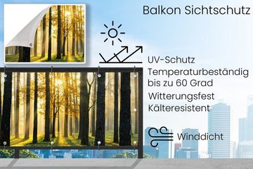 MuchoWow Balkonsichtschutz Wald - Sonne - Bäume - Gras - Landschaft - Natur (1-St) Balkonbanner, Sichtschutz für den Balkon, Robustes und wetterfest