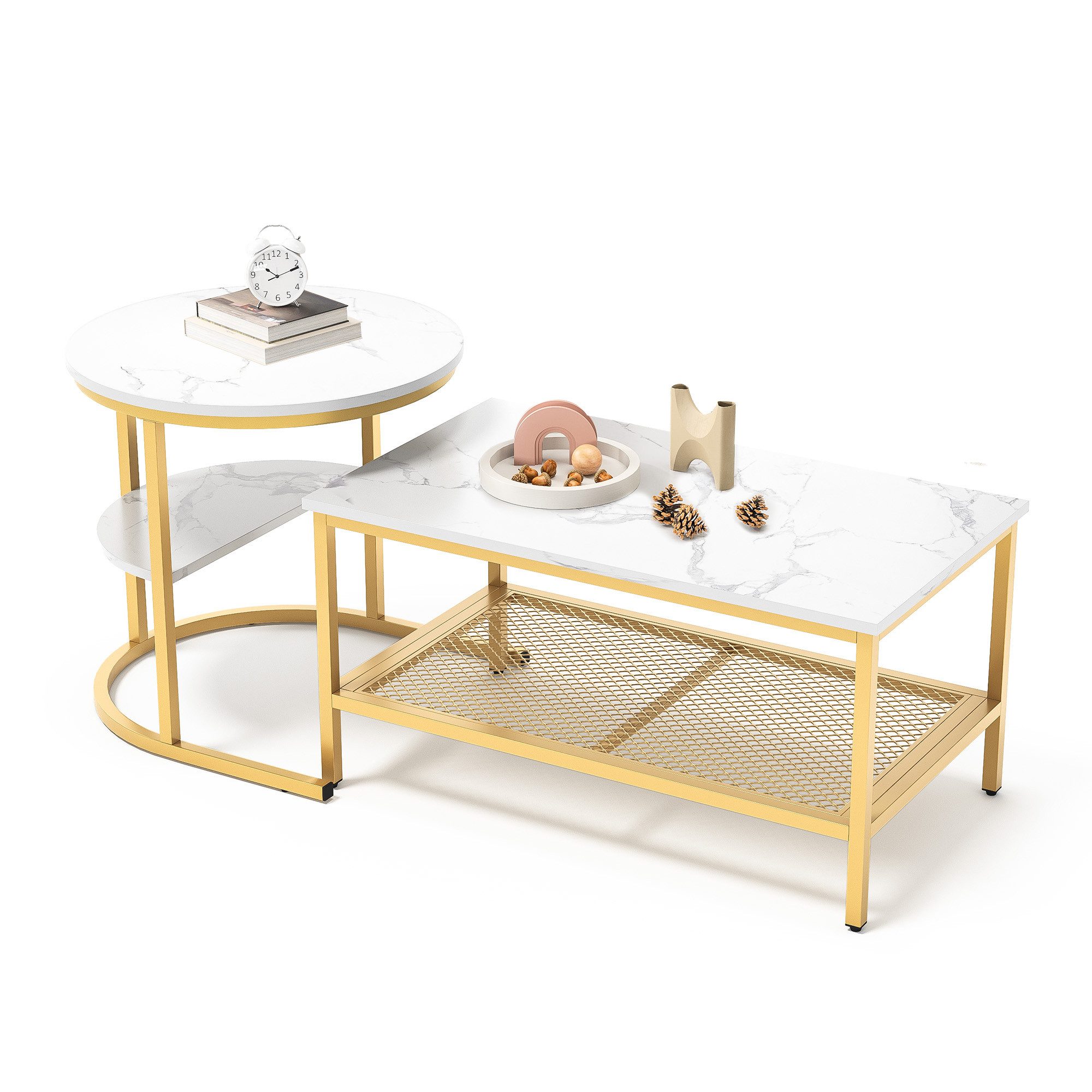 FUROKOY Couchtisch Wohnzimmer Tisch 2er Set günstig online kaufen