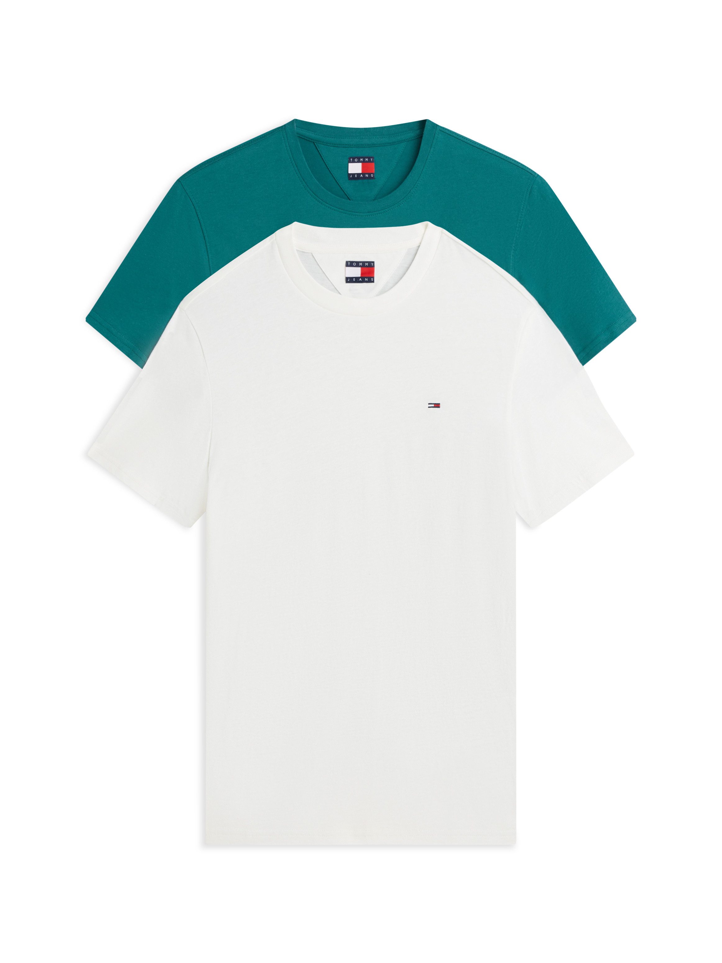 Tommy Jeans Rundhalsshirt TJM XSLIM 2PACK JERSEY TEE EXT (Packung, 2er-Pack) Logostickerei, 2Pack