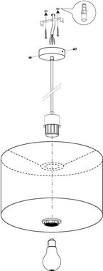 EGLO Hängeleuchte PASTERI, Leuchtmittel wechselbar, ohne Leuchtmittel, weiß / Ø53 x H110 cm / exkl. 1 x E27 (je max. 60W) / Lampe aus Stoff