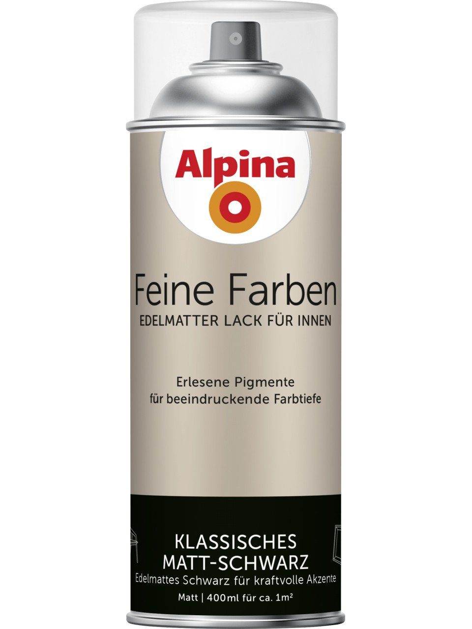 Alpina Sprühlack Alpina Feine Farben Sprühlack Schwarz Matt 400 ml
