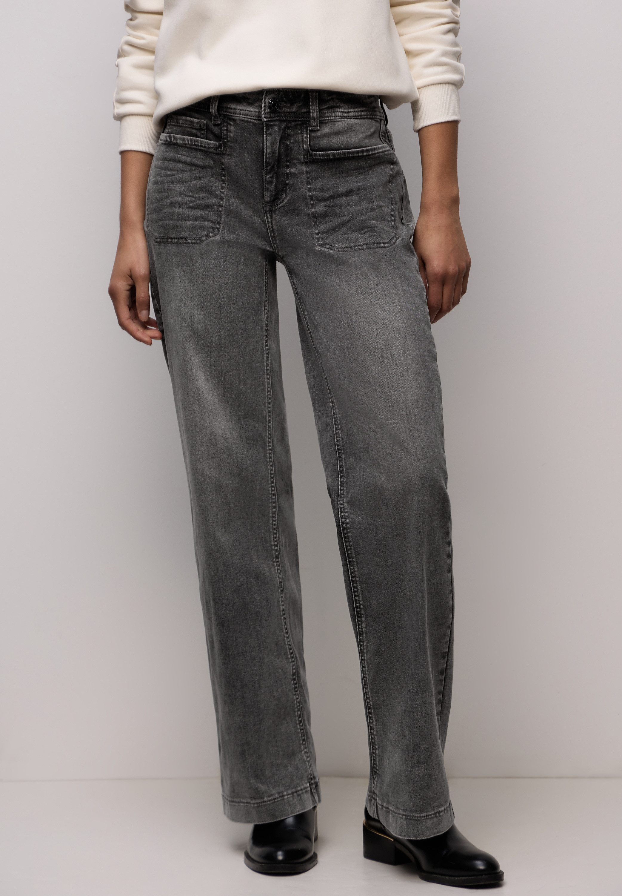 STREET ONE Comfort-fit-Jeans in grauer Waschung