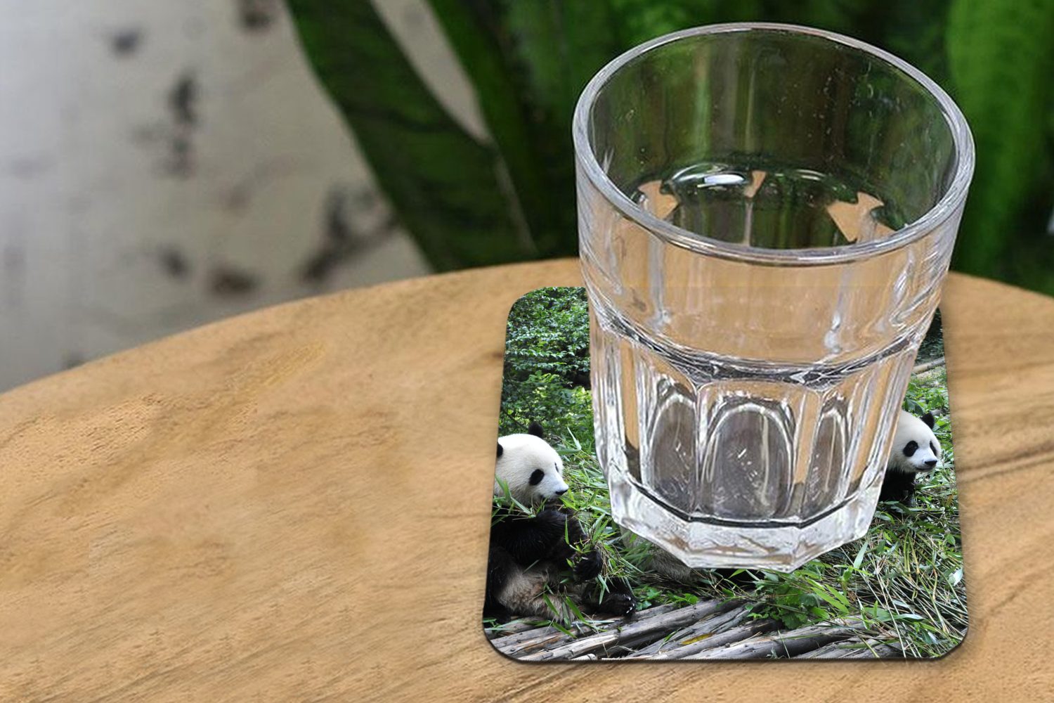 MuchoWow Glasuntersetzer Panda Zubehör Tasse Natur Bambus, - Tischuntersetzer, für Korkuntersetzer, 6-tlg., Untersetzer, - Gläser, Glasuntersetzer
