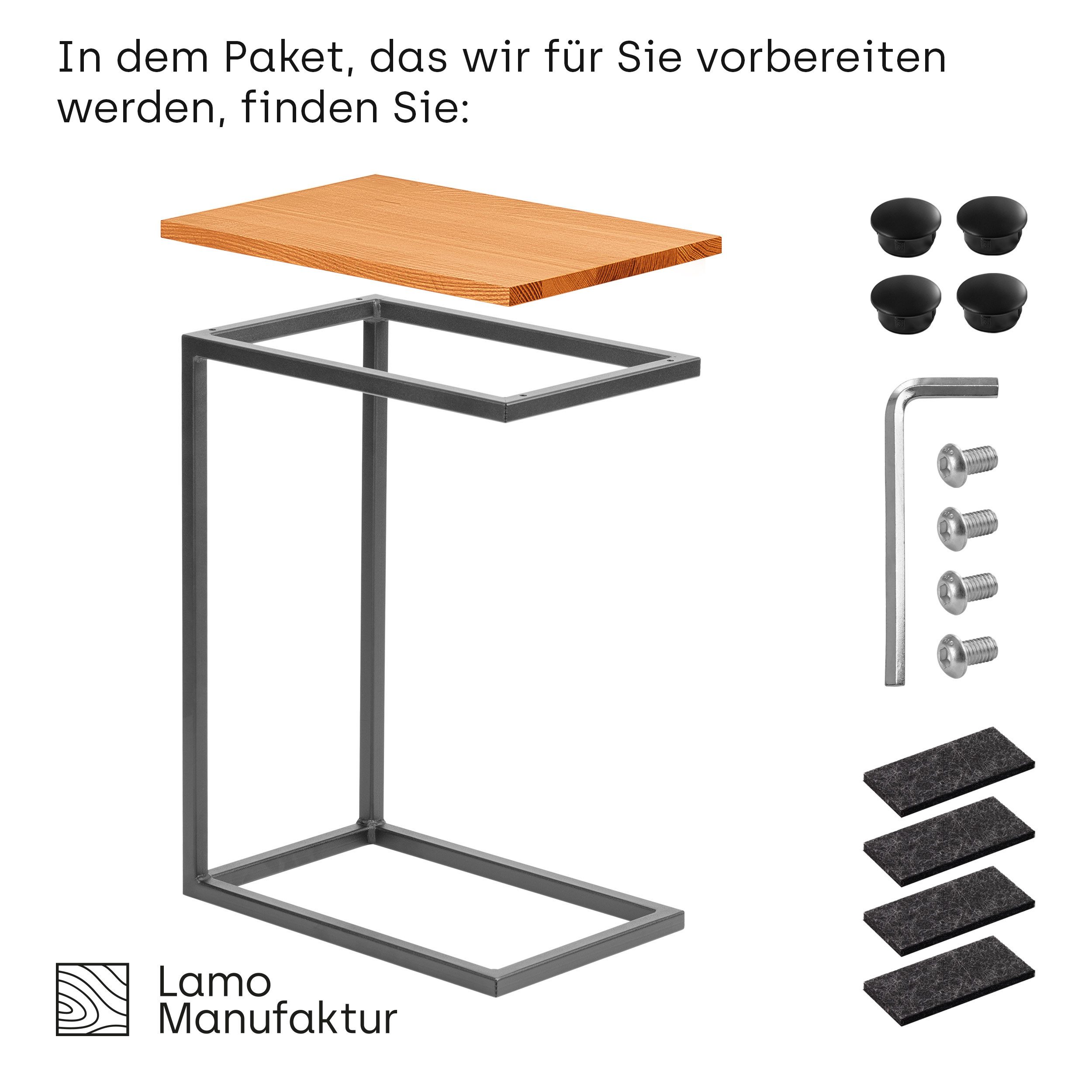 LAMO Manufaktur Beistelltisch Massivholztischplatte Laptoptisch Sofatisch günstig online kaufen