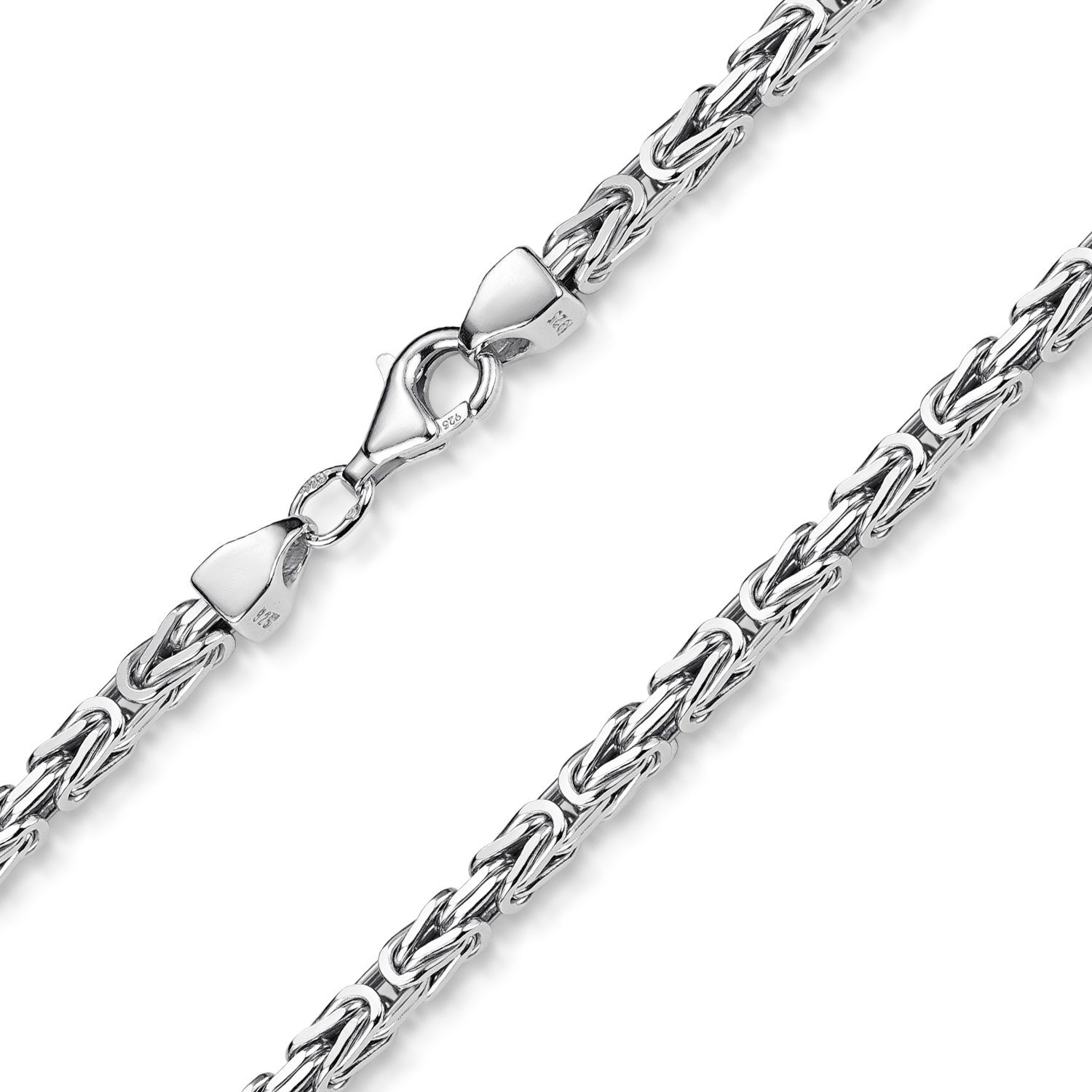 Materia Königsarmband Herren Silber 3mm diamantiert SA-36, 925 Sterling Silber, rhodiniert