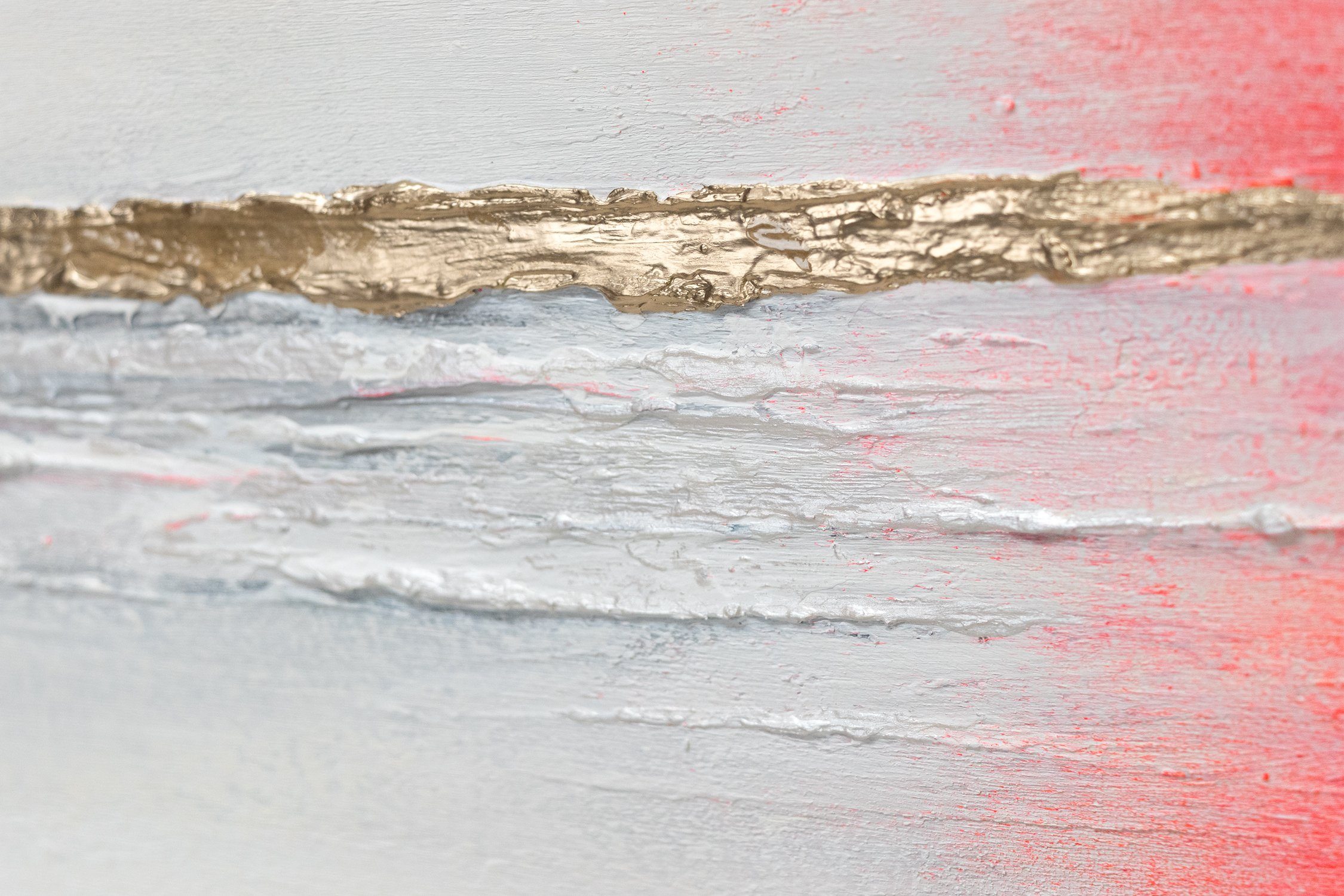 Landschaft Rot Handgemalt YS-Art Meer Bild in Leinwand Gold Traum, Abstraktion, Gemälde