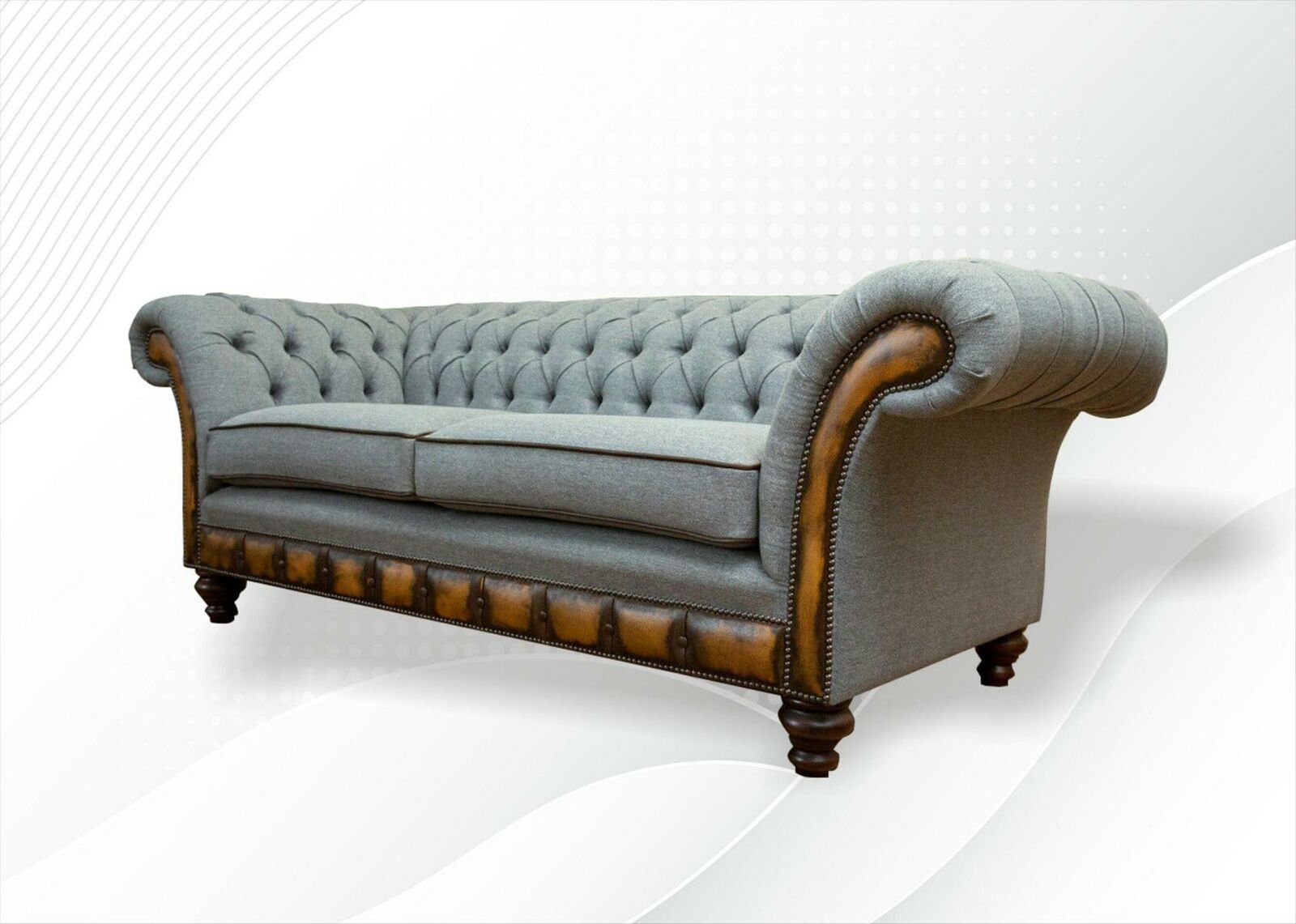 JVmoebel Chesterfield-Sofa, Couchen Design Grau Modern Grau Luxus Sofa Wohnzimmer Kreative Neu Chesterfield