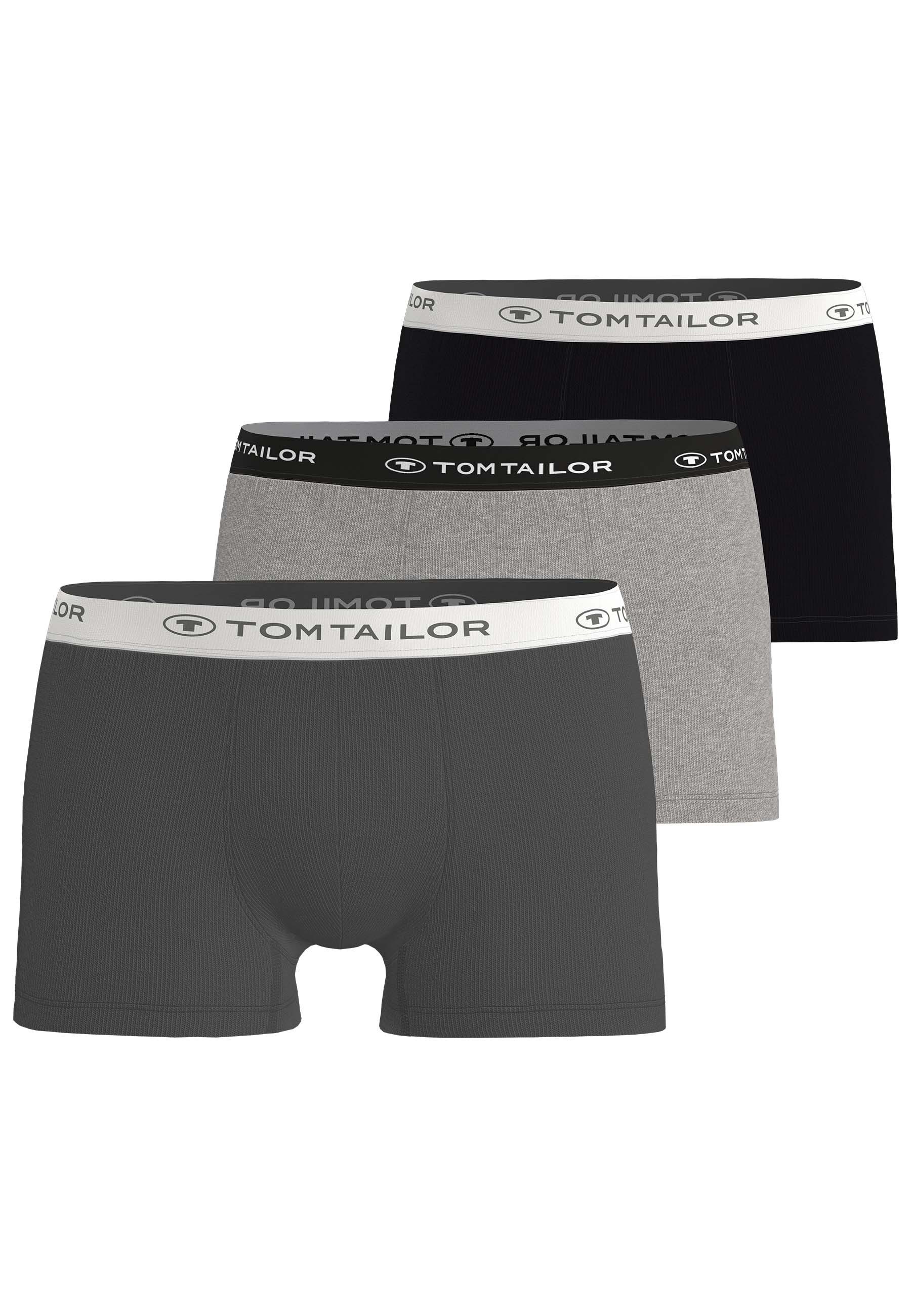 TOM TAILOR Boxershorts Buffer (3er Pack) weich, bequem, basic, eng, Logobund, Baumwollmix