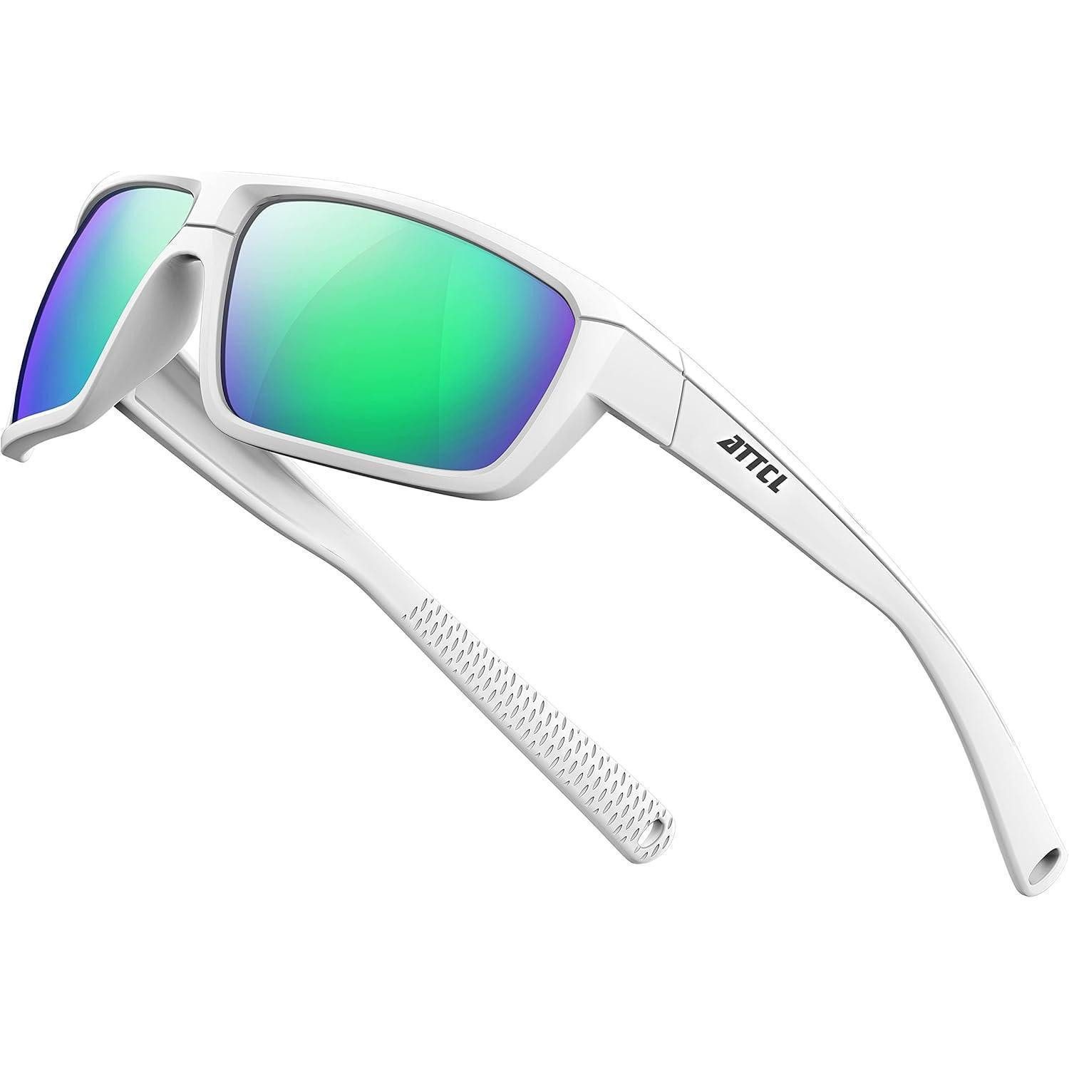 Sonnenbrille Sonnenbrille Herren polarisierte UV400 TR90 M Weiß + Grün Verspiegelt
