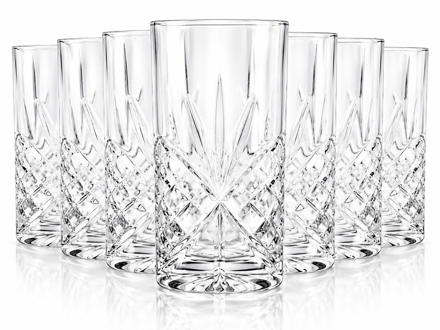 Sendez Longdrinkglas 6 Longdrinkgläser 300ml mit Relief Trinkgläser Cocktailgläser, 6-tlg., Glas