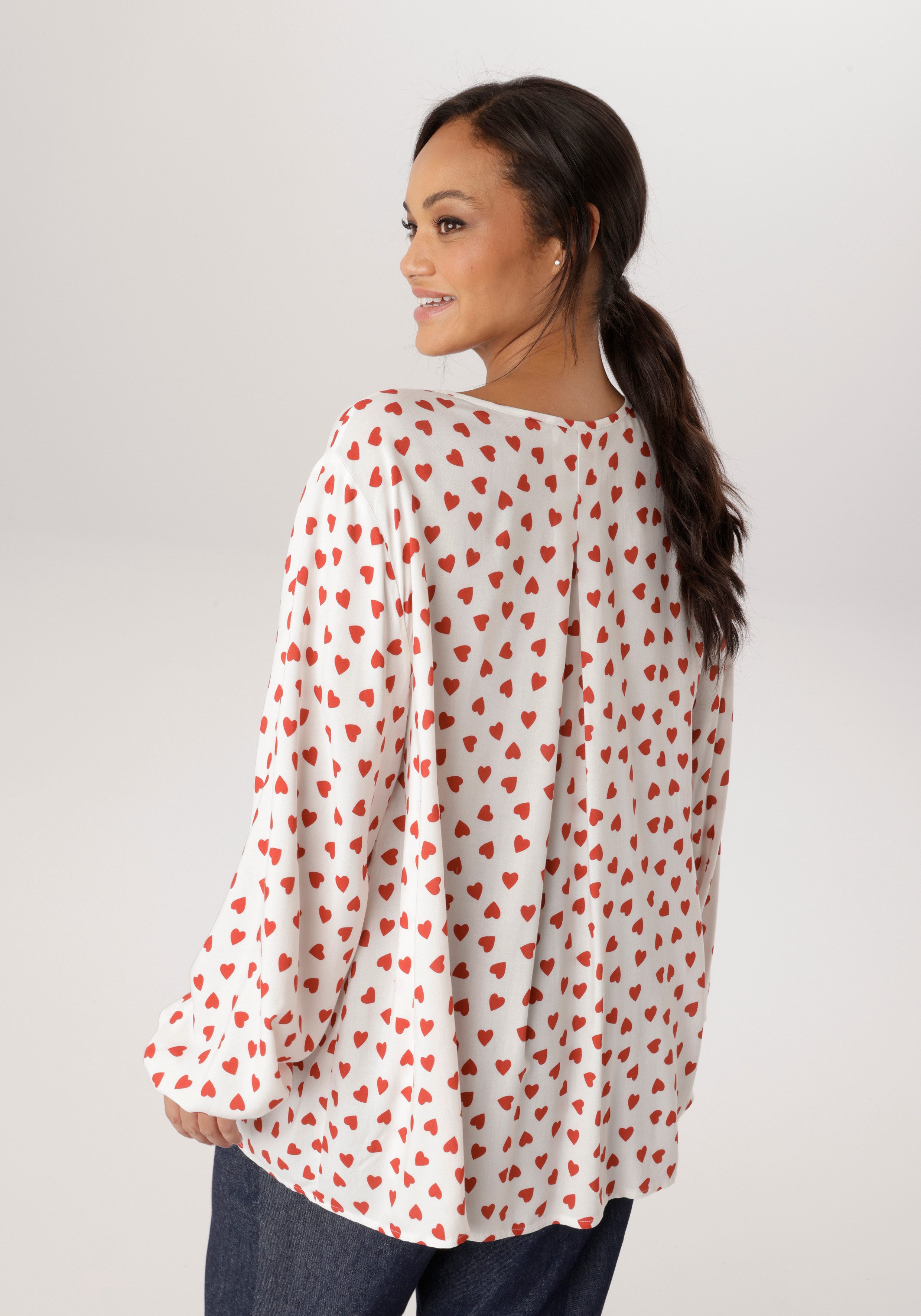 Aniston PLUS Schlupfbluse mir Herzen bedruckt - NEUE KOLLEKTION