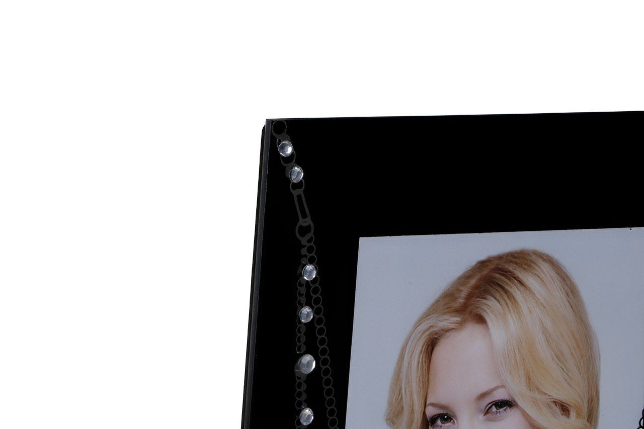 Dekonaz Bilderrahmen Pretty Chain Bilderrahmen mit Strasssteine schwarz Wand+Tisch 13x18cm