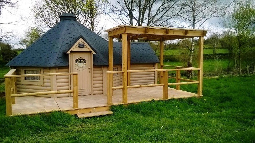 Xlmoebel Grillkota Grillhütte Grillblockhaus Feuerhütte Freizeitkota, Made in Europa