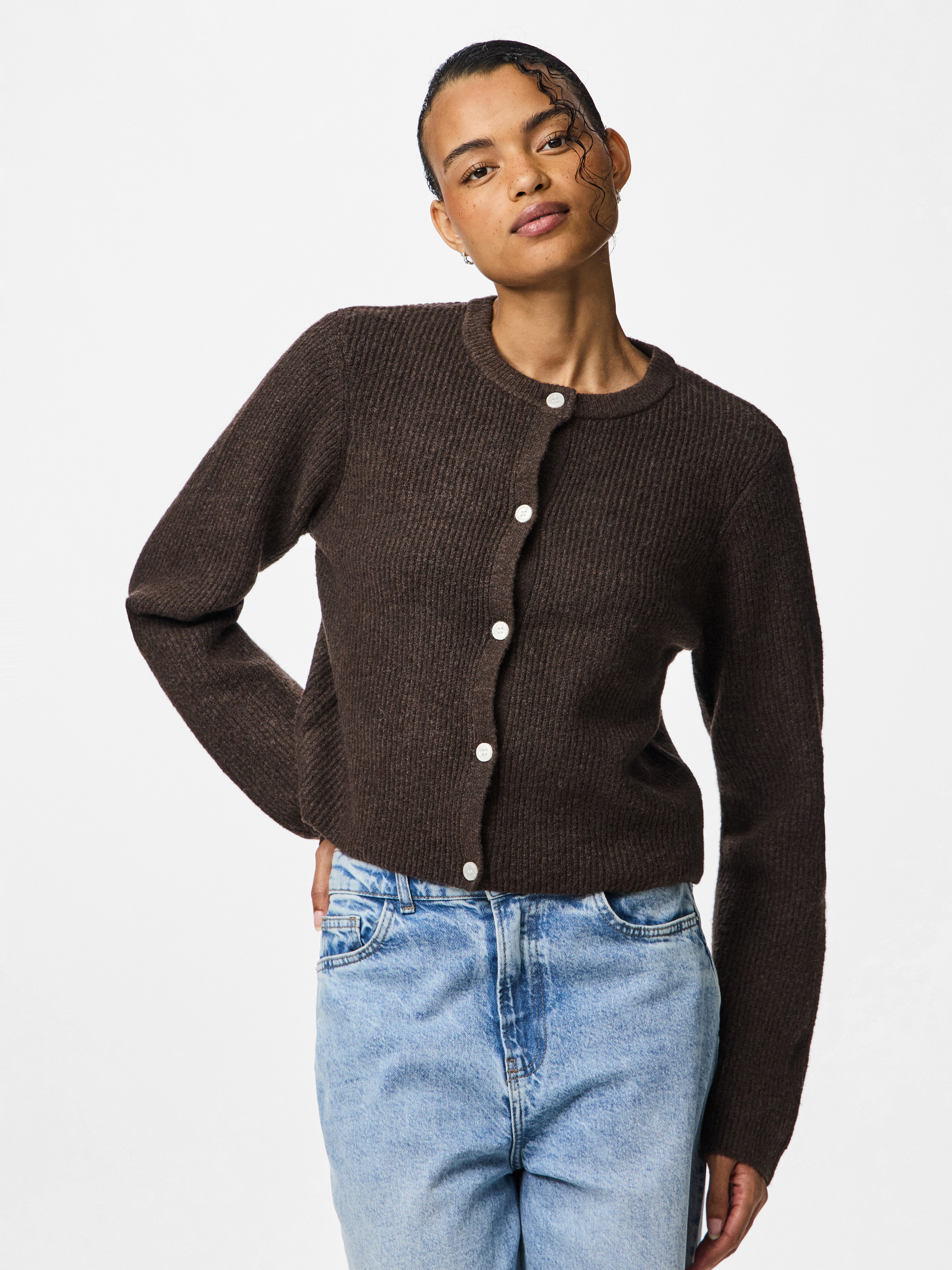 pieces Strickjacke PCSILLY LS O-NECK KNIT CARDIGAN NOOS BC Materialmix, reg günstig online kaufen