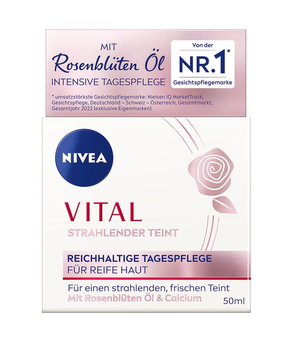 Nivea Tagescreme VITAL Strahlender Teint Reichhaltige Tagespflege 50ml, 1-tlg., 50 ml