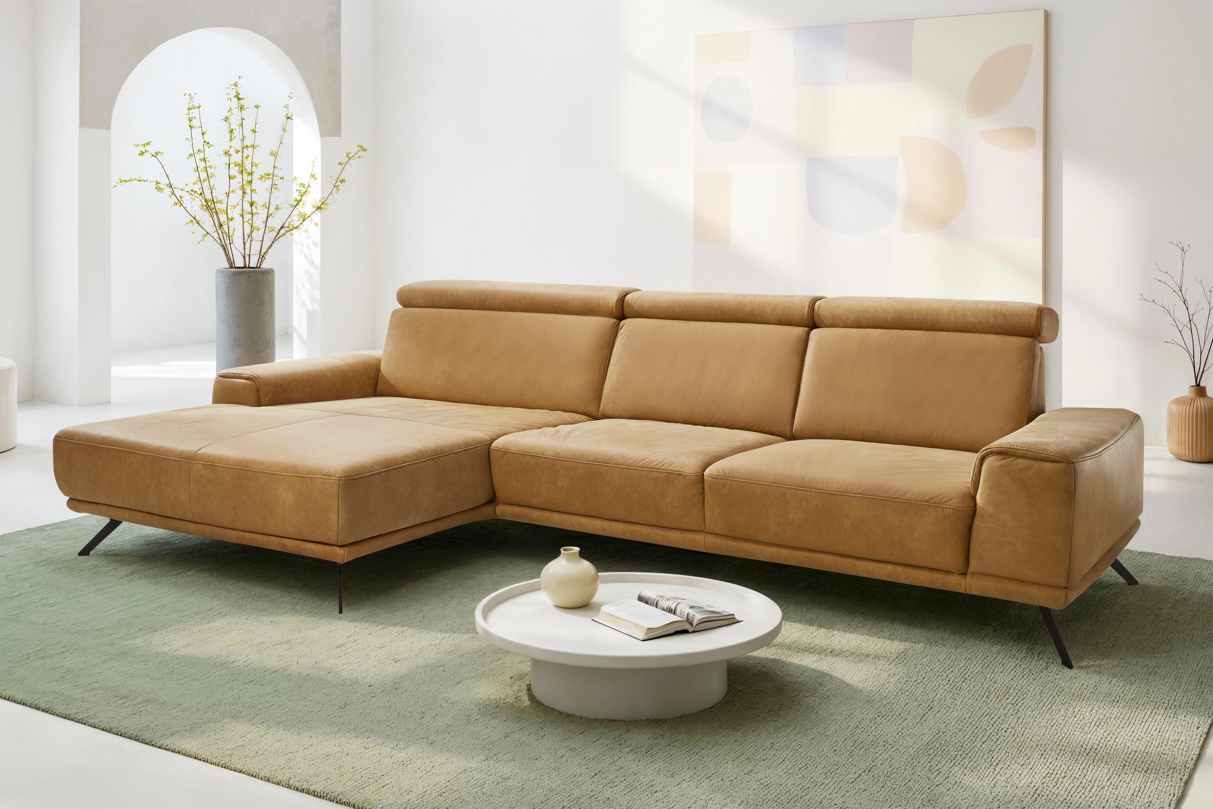 Die PlanBar Ecksofa PN-EM22041 L-Form, wahlweise motorisches Canape oder Sitztiefenverstellung