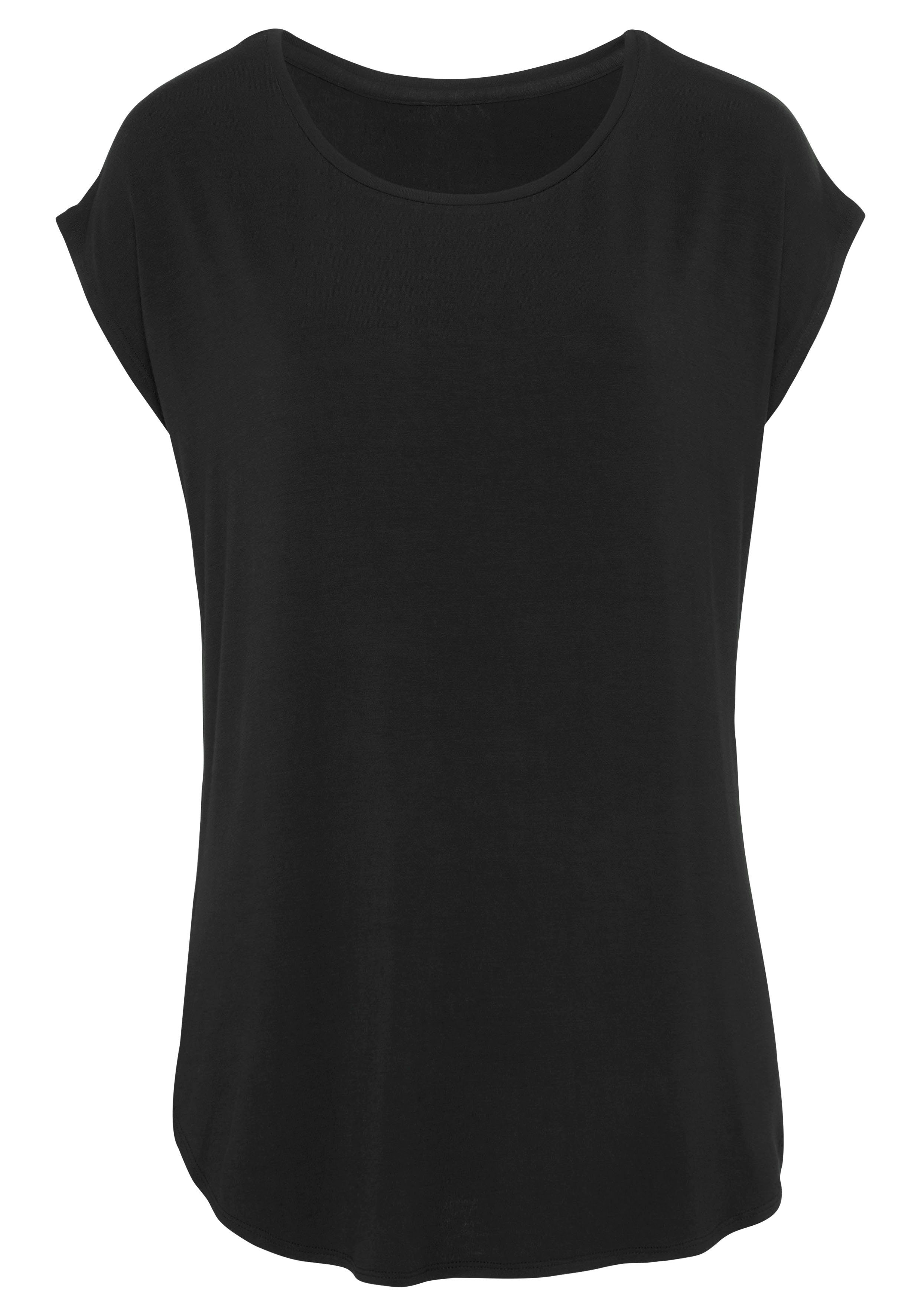 LASCANA Longshirt mit stark gerundetem Saum (2er-Pack) Sommertop aus luftigem Viskose-Stretch