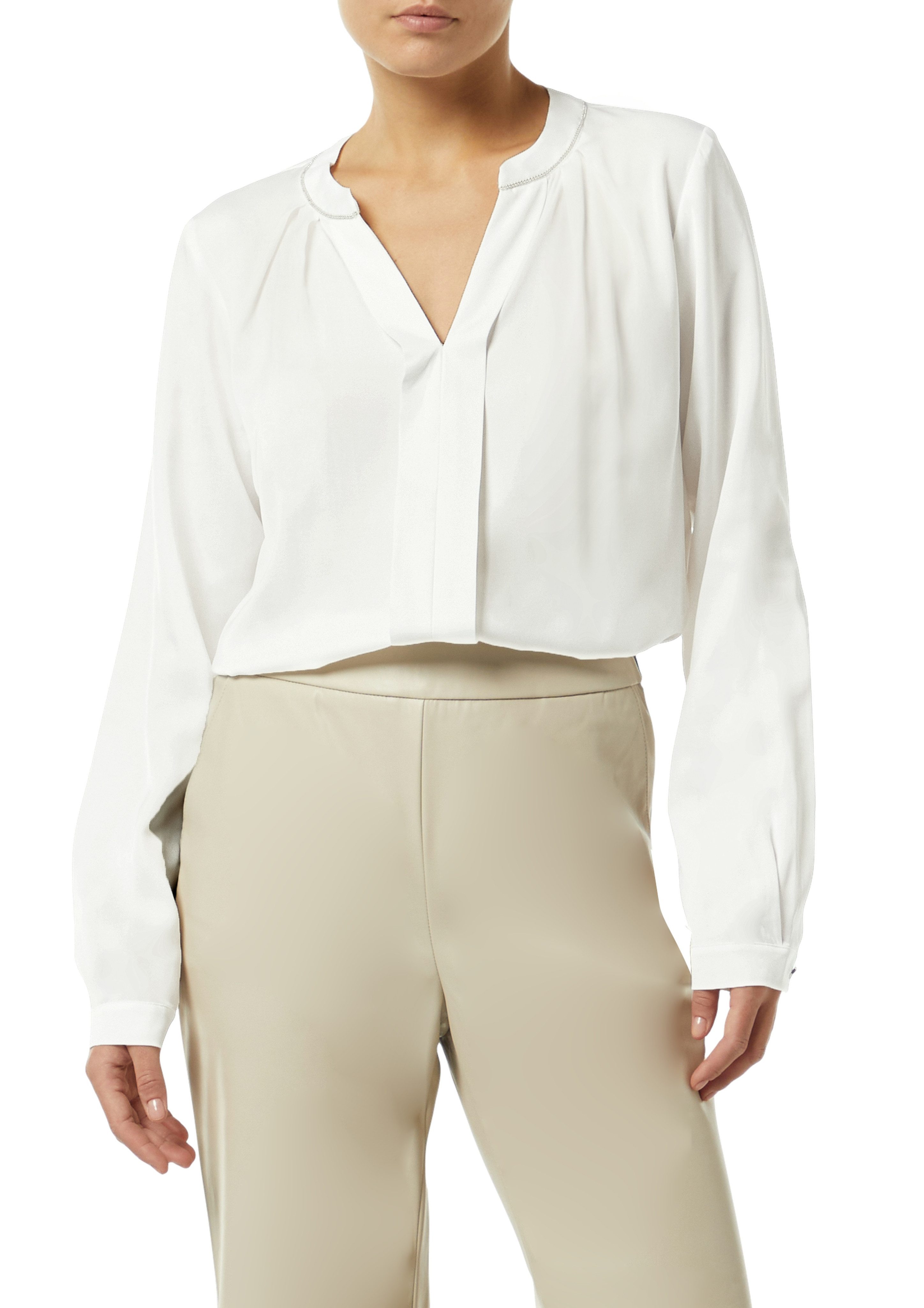 Comma Satinbluse mit Zier-Detail am Ausschnitt günstig online kaufen
