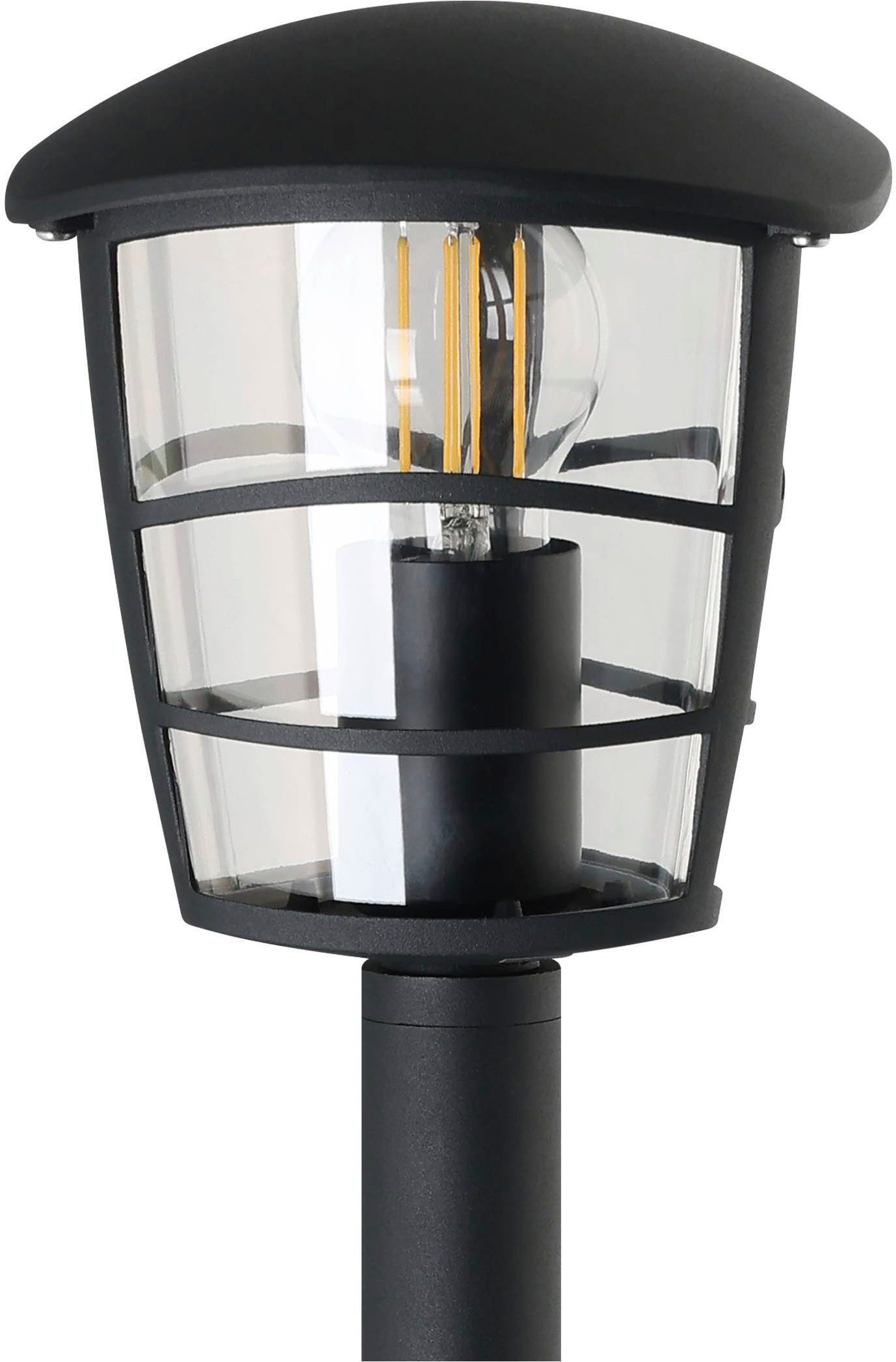 EGLO Stehlampe Aloria Außen-Stehlampe, Außenleuchte, Aluguss und Glas, E27, IP44, ohne Leuchtmittel, Stehleuchte - L17 x B17 x H94 cm - schwarz - 1X60W exkl.