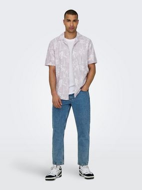 ONLY & SONS Kurzarmhemd Tropisches Hemd mit Sommer Design Bequemes Casual Shirt 7402 in Lila