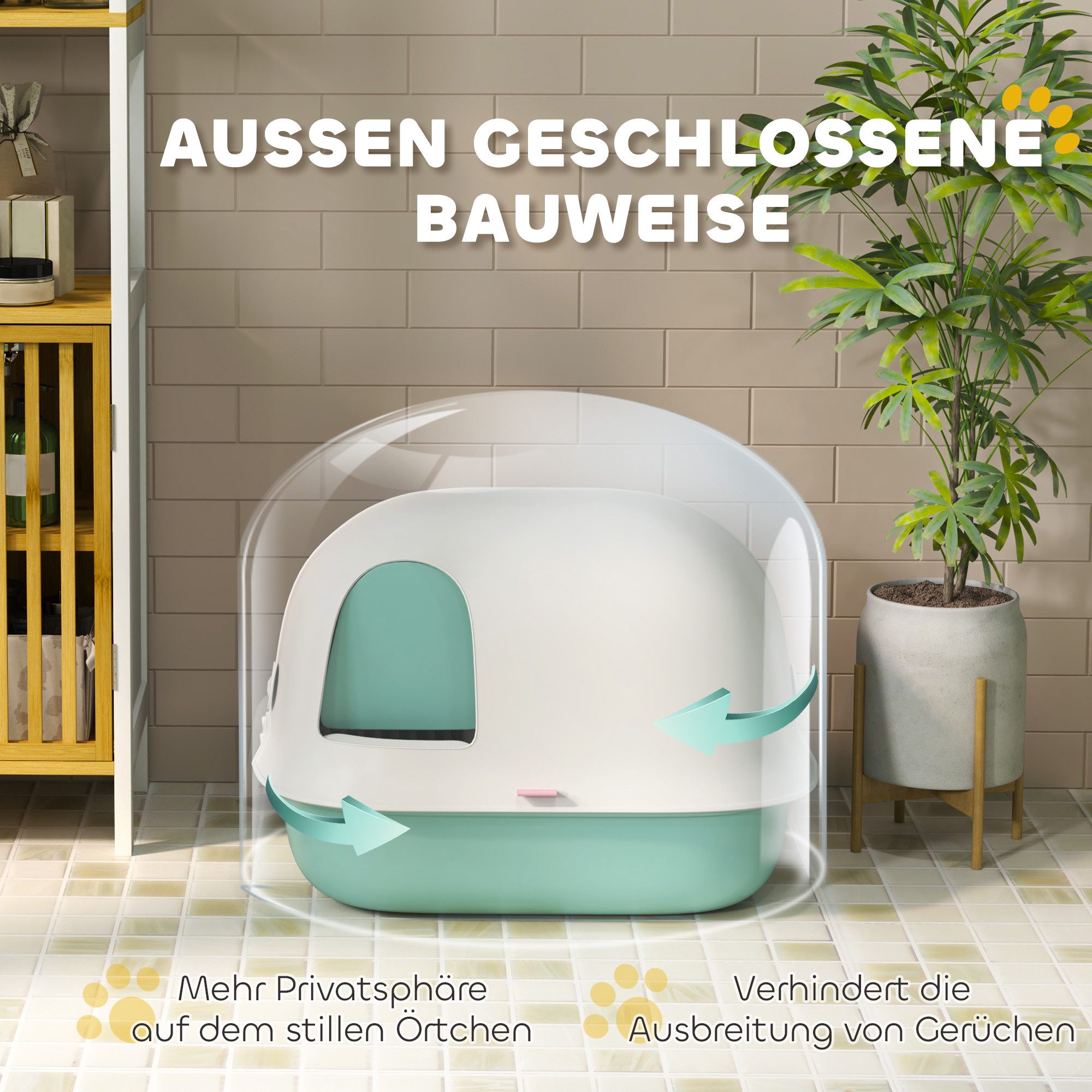 MC Star Katzentoilette mit Deckel, Katzenklo mit Sieb, Tür, Schaufel, geschlossen Katze, Katze Toilettenhaus für kleine Katze unter 3,5 kg, Indoor, Kunststoff