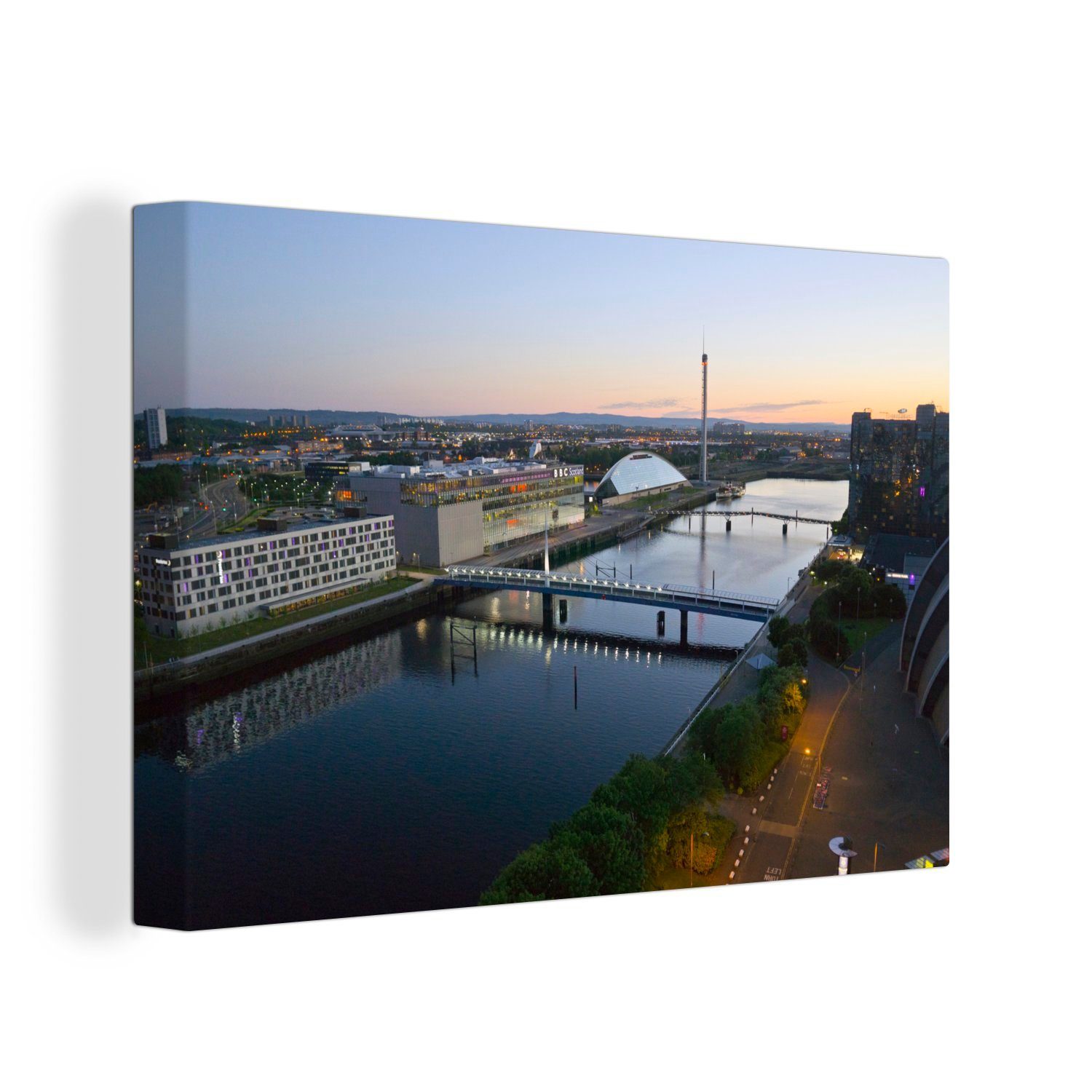 Leinwandbilder, Fluss OneMillionCanvasses® Wanddeko, St), Glasgow Schottland, 30x20 Wandbild Aufhängefertig, - Leinwandbild - cm (1