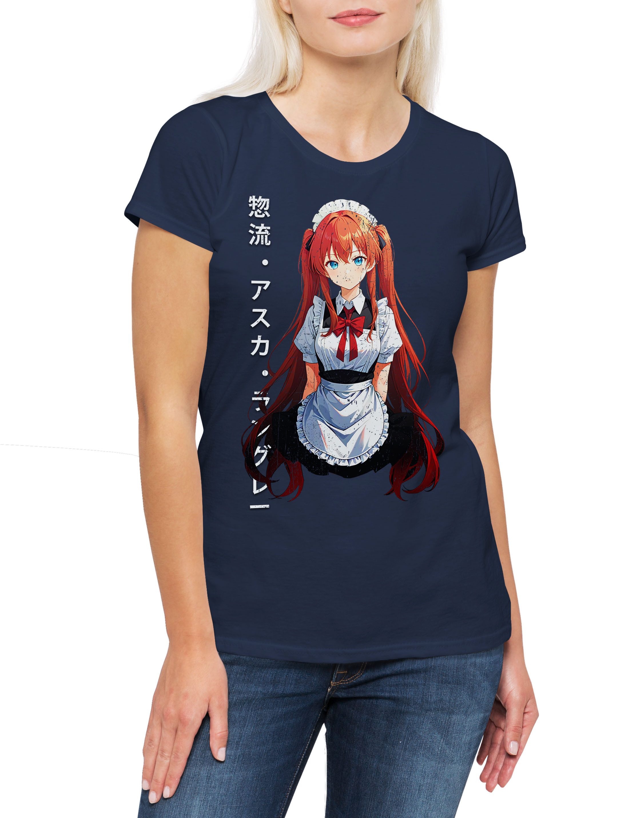 Print-Shirt Neon Schoolgirl Damen T-Shirt Nerv Genesis Asuka Neon Gendo Evangelion