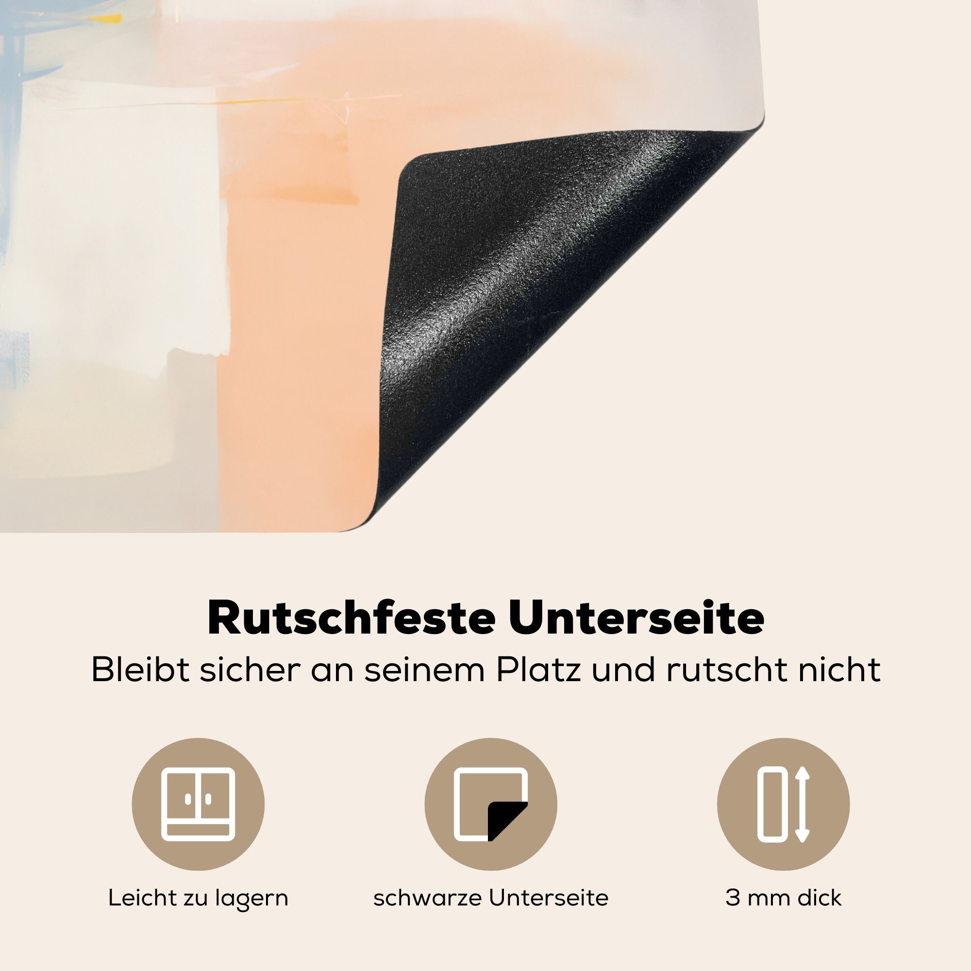 MuchoWow Herdblende-/Abdeckplatte Kunst - Ceranfeldabdeckung Abstrakt 60x52 Mobile - (1 - Weiß cm, Vinyl, tlg), nutzbar, Arbeitsfläche Modern