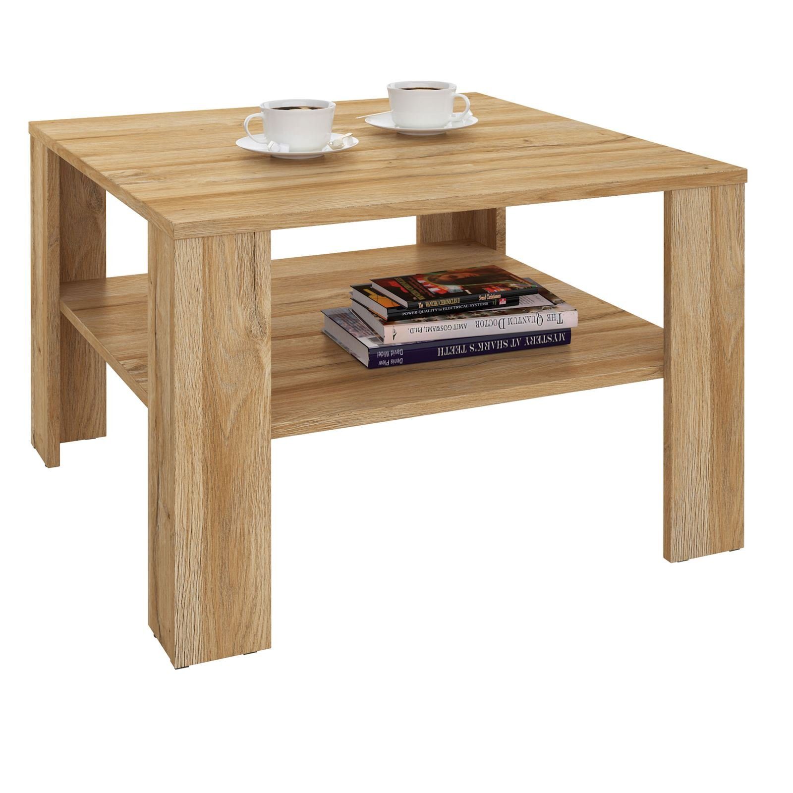 CARO-Möbel Couchtisch FELICE, Couchtisch Wohnzimmer Beistell 68 x 68 cm Sofa mit Ablage in versch. F