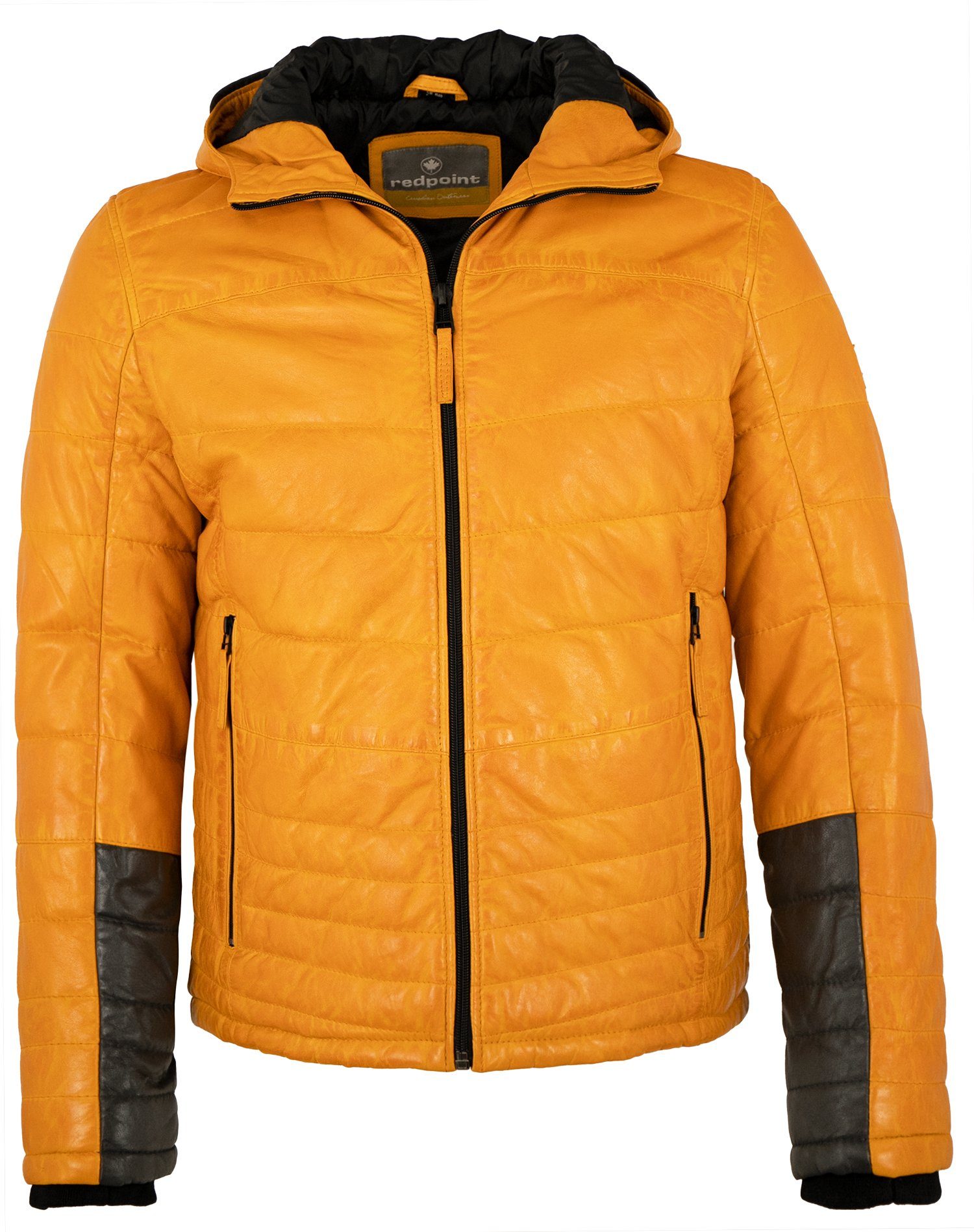 Redpoint Lederjacke Edmund/M Echtleder Herren Lederjacke Steppjacke Kapuze Lammnappa gelb antik