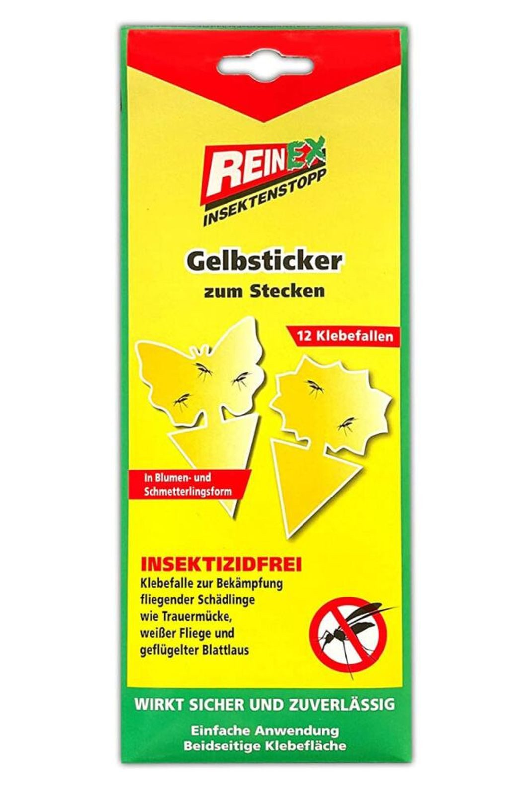 Reinex Fliegenklatsche 10x Insektenstopp 12er Gelbsticker Fliegenfallen Blattläuse Mücken