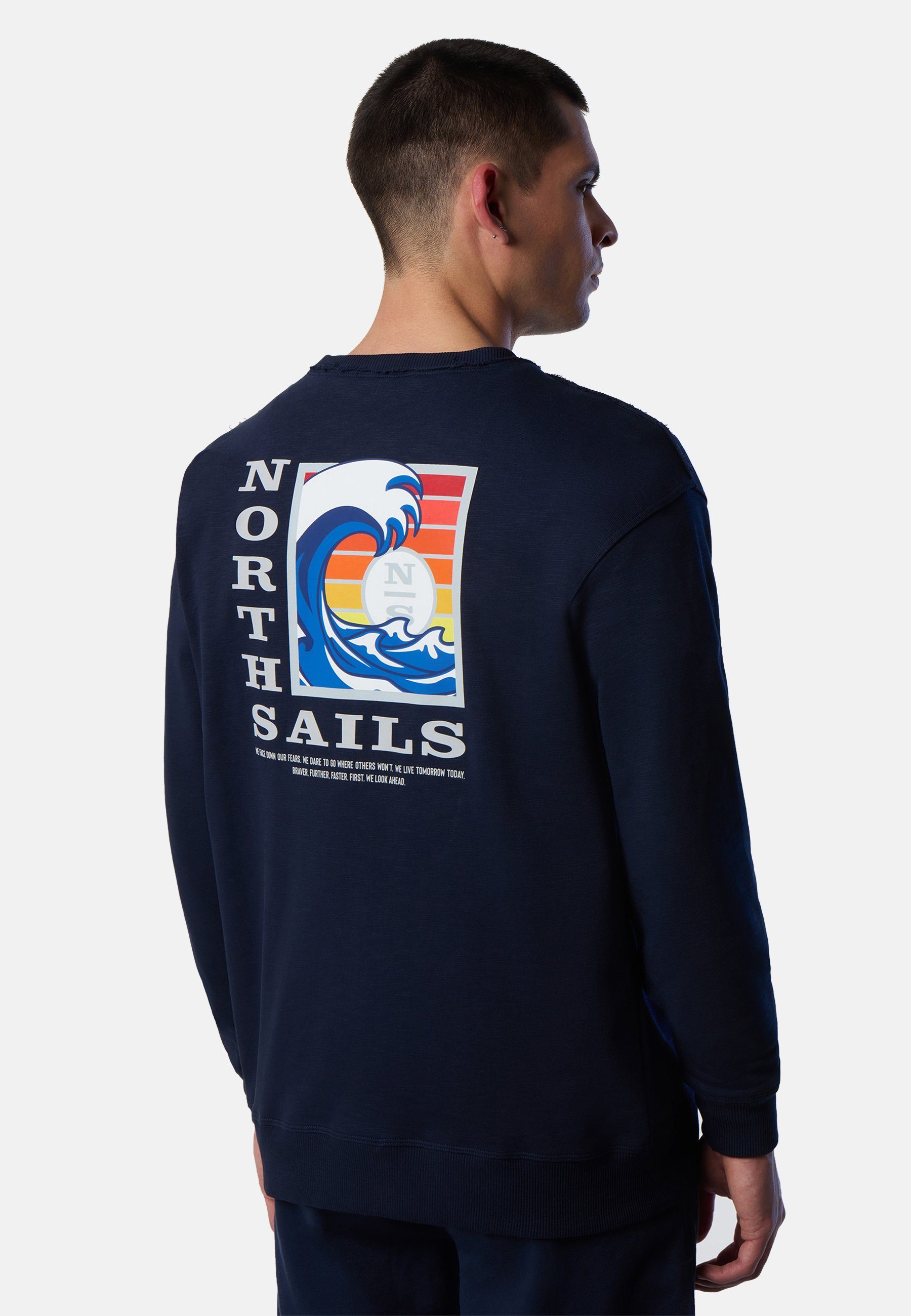Fleecepullover Grafik-Print North mit Sweatshirt BLUE Sails