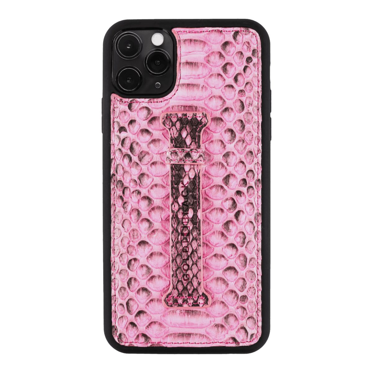 GOLDBLACK Handyhülle GOLDBLACK iPhone 11 Pro Max Lederhülle mit Fingerschlaufe Python Pink