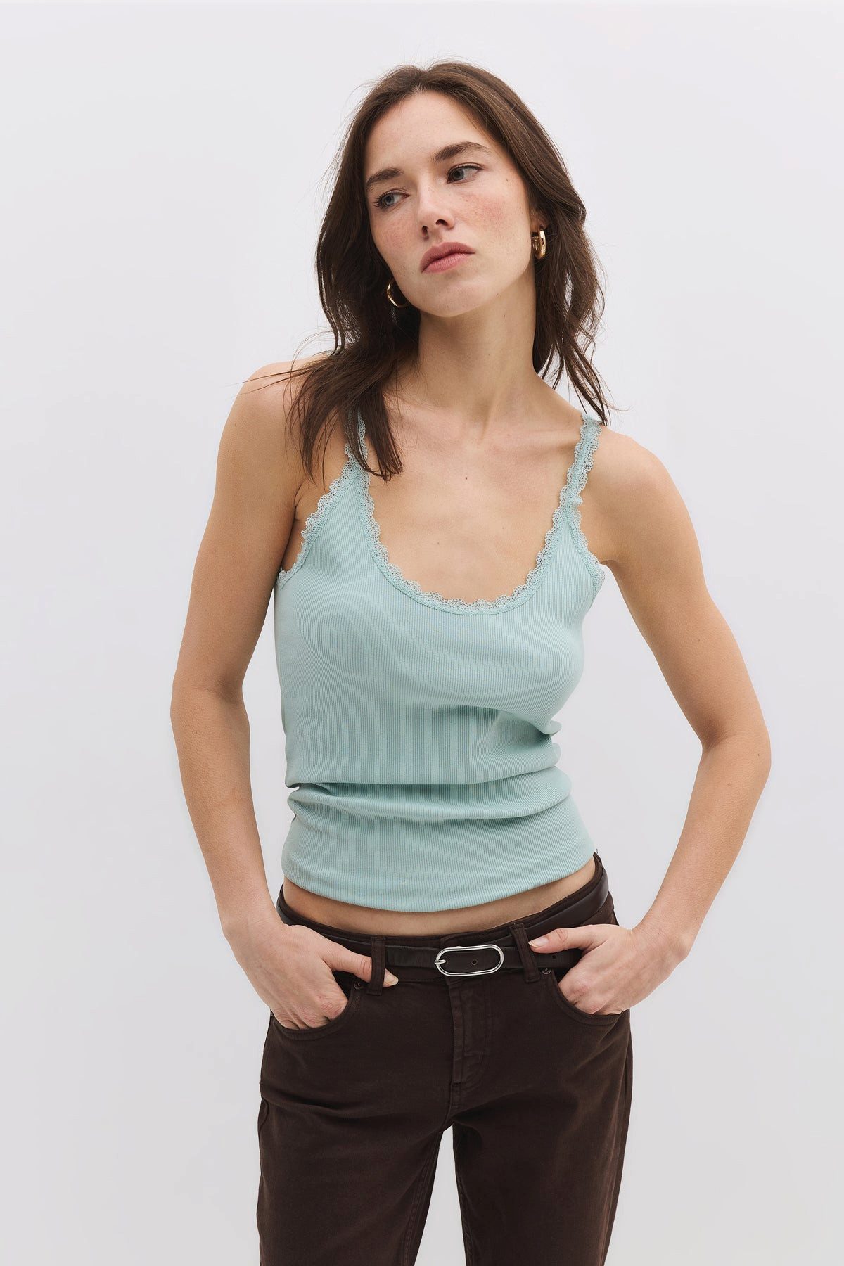 Tanktop Trägertop mit Spitzenbesatz