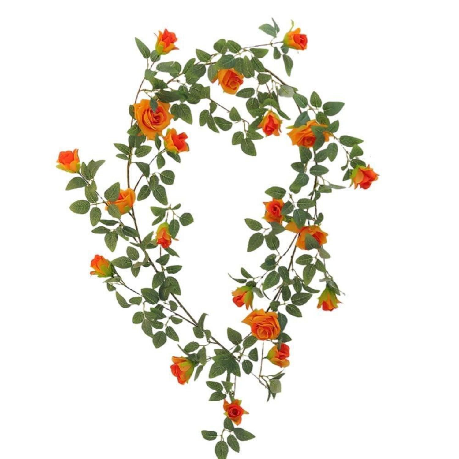 Kunstgirlande Künstliche Rosengirlande 1.8m Orange, LuxusKollektion, Höhe 10 cm
