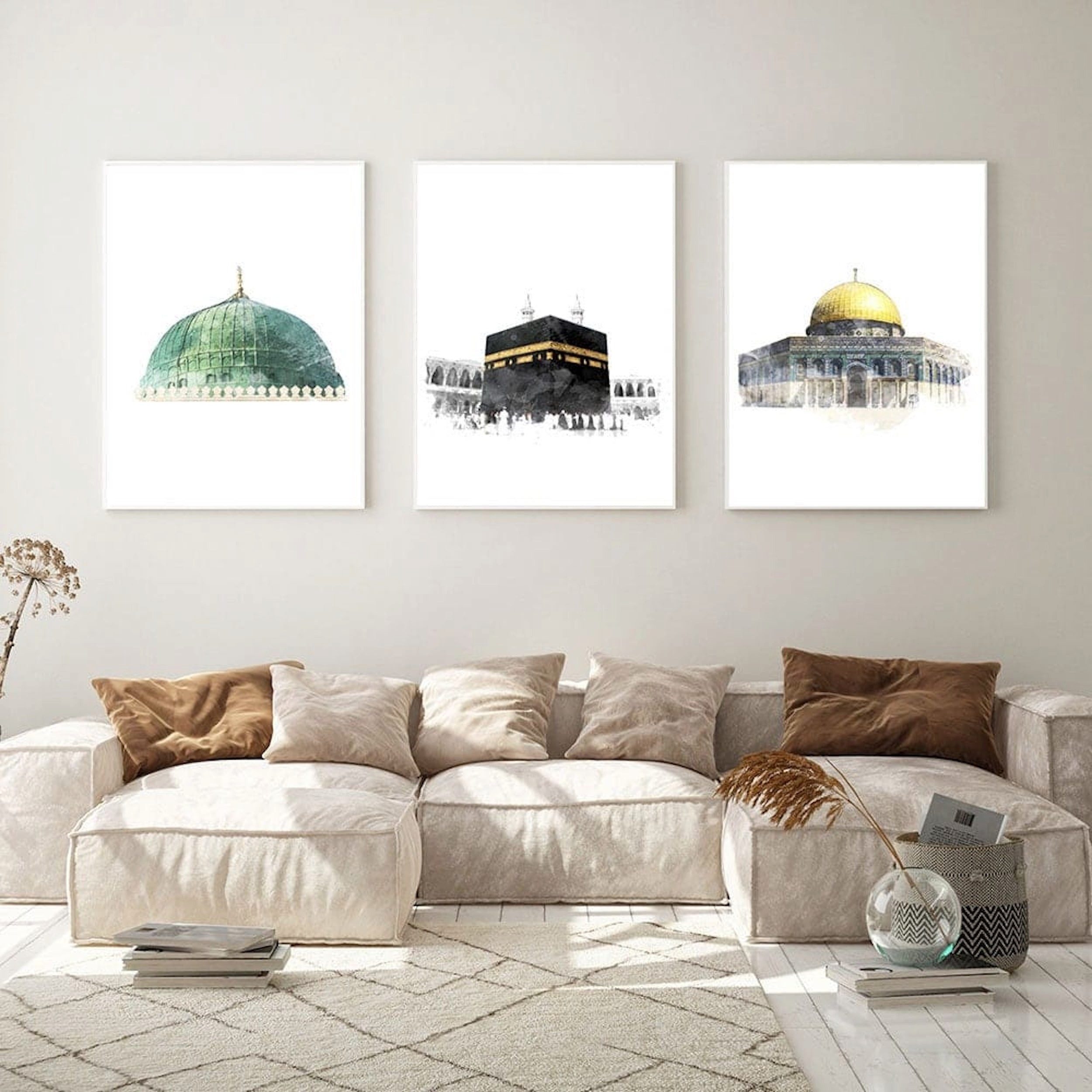 JUSTGOODMOOD Poster Al Aqsa Mosche Kaaba Wandbilder Wohnzimmer Schlafzimmer Deko Print Bil, C (1 St) – Bild 2 von 5
