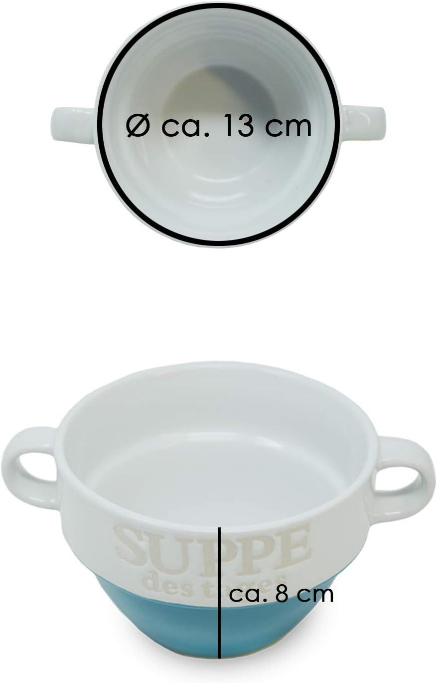 Riyashop Suppenschüssel Suppentasse Suppenschüssel Schüssel Suppenterrine Landhaus (Blau)