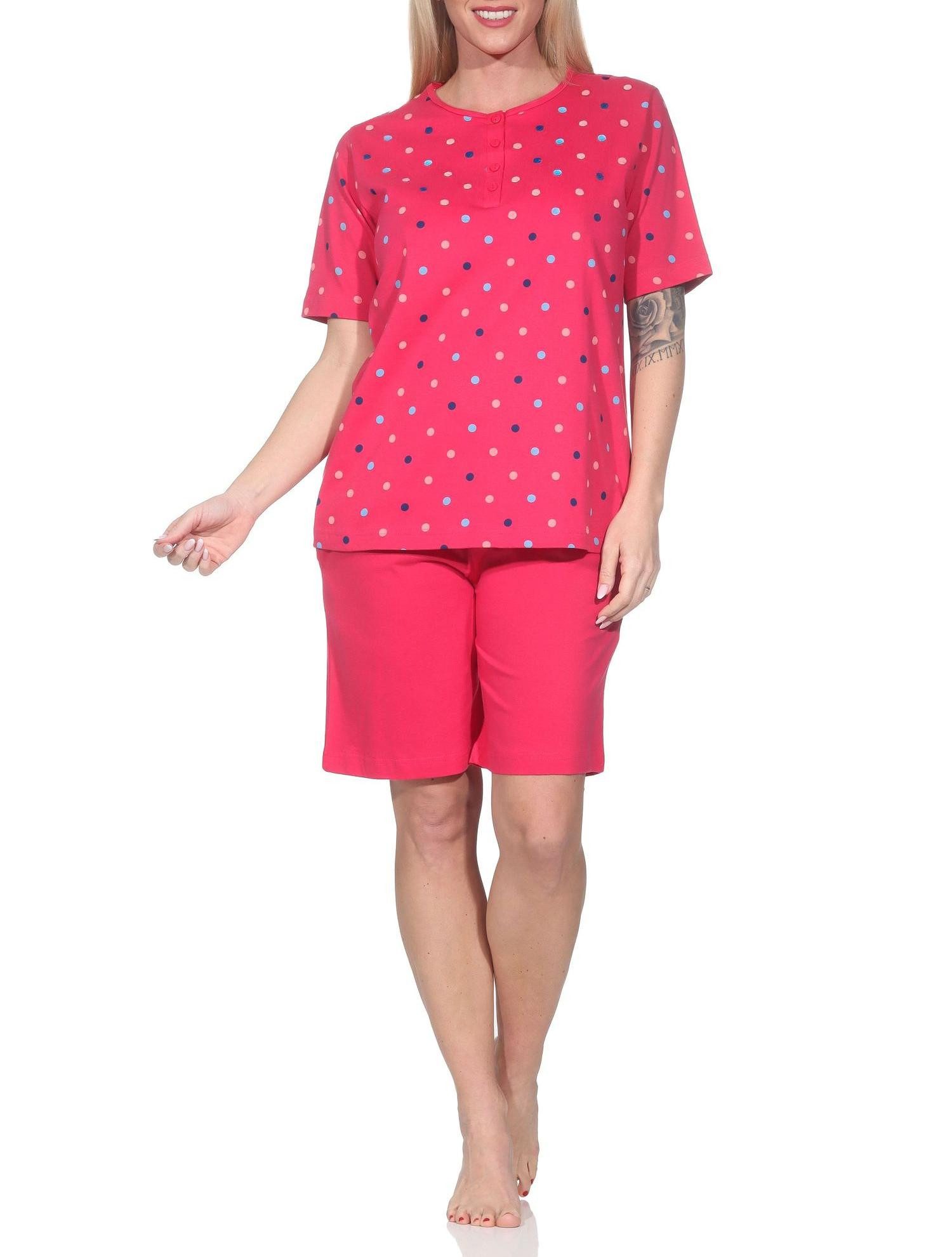 Normann Pyjama Normann Damen Schlafanzug Shorty in Tupfen-Optik - auch in Übergröße