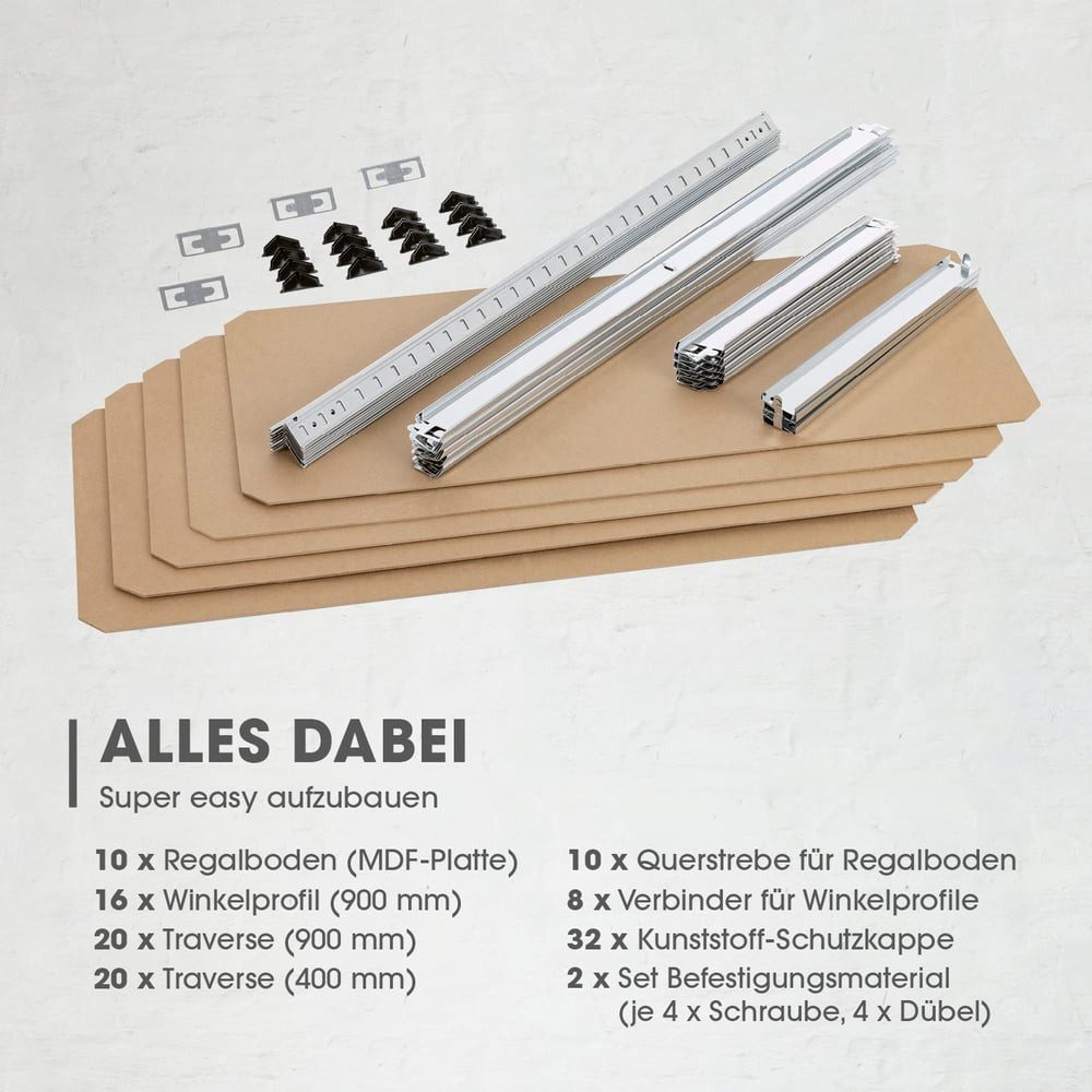 EASYmaxx Schwerlastregal 2 in 1 Schwerlastregal - Lagerregal 180 x 90 x 40 cm - Regal 2er-Set, 2-tlg., Kellerregal - Steckregal max. 875 kg Traglast - mehr Ordn – Bild 5 von 5