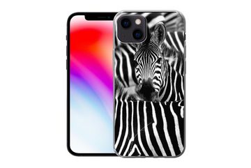 MuchoWow Handyhülle Zebra schwarz-weiß Fotodruck, Handyhülle Apple iPhone 13, Smartphone-Bumper, Print, Handy