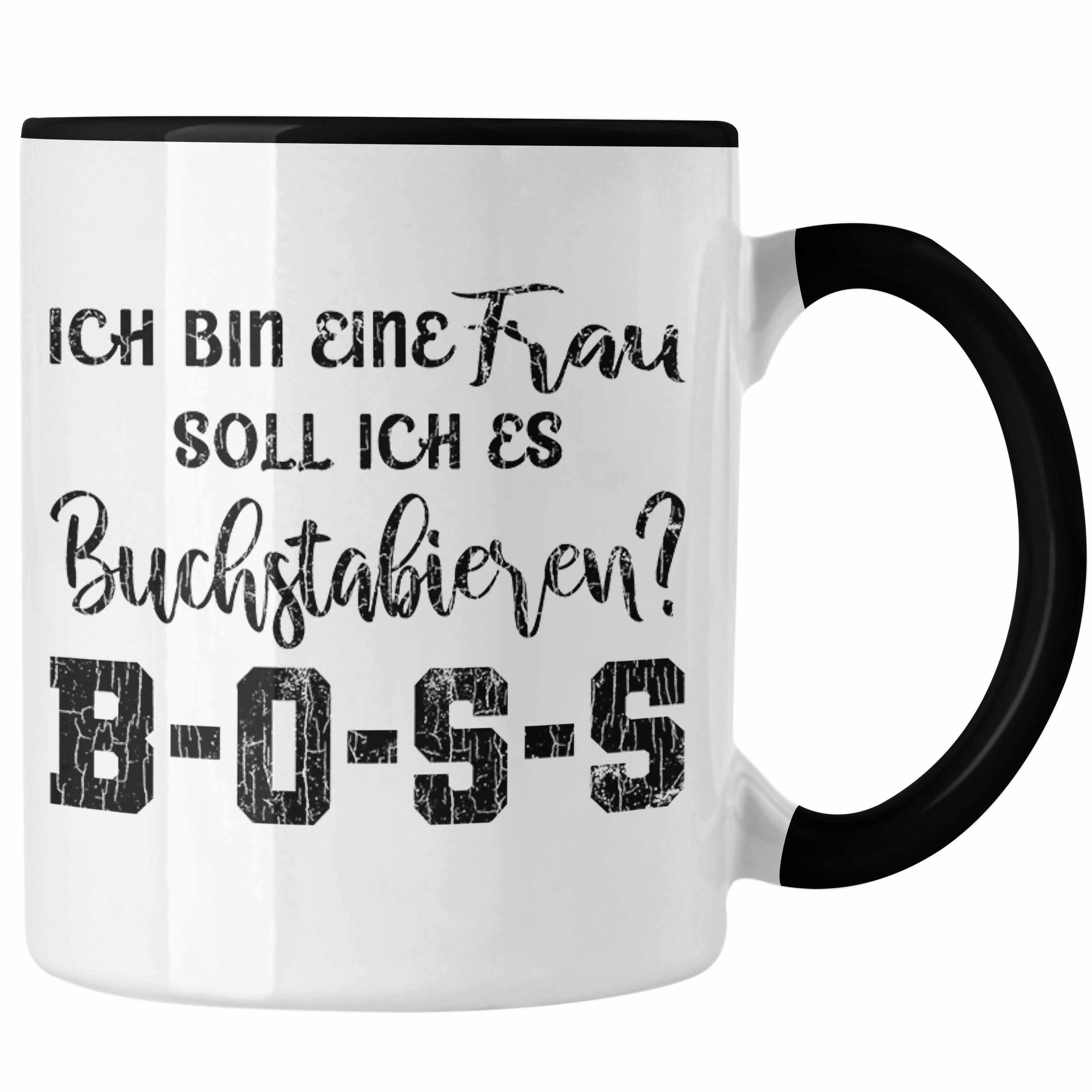 Trendation Tasse Trendation - Kaffeetasse mit Spruch Frauen Geschenk Frau Lustige Sprüche Boss Spruch Mama Tasse Schwarz