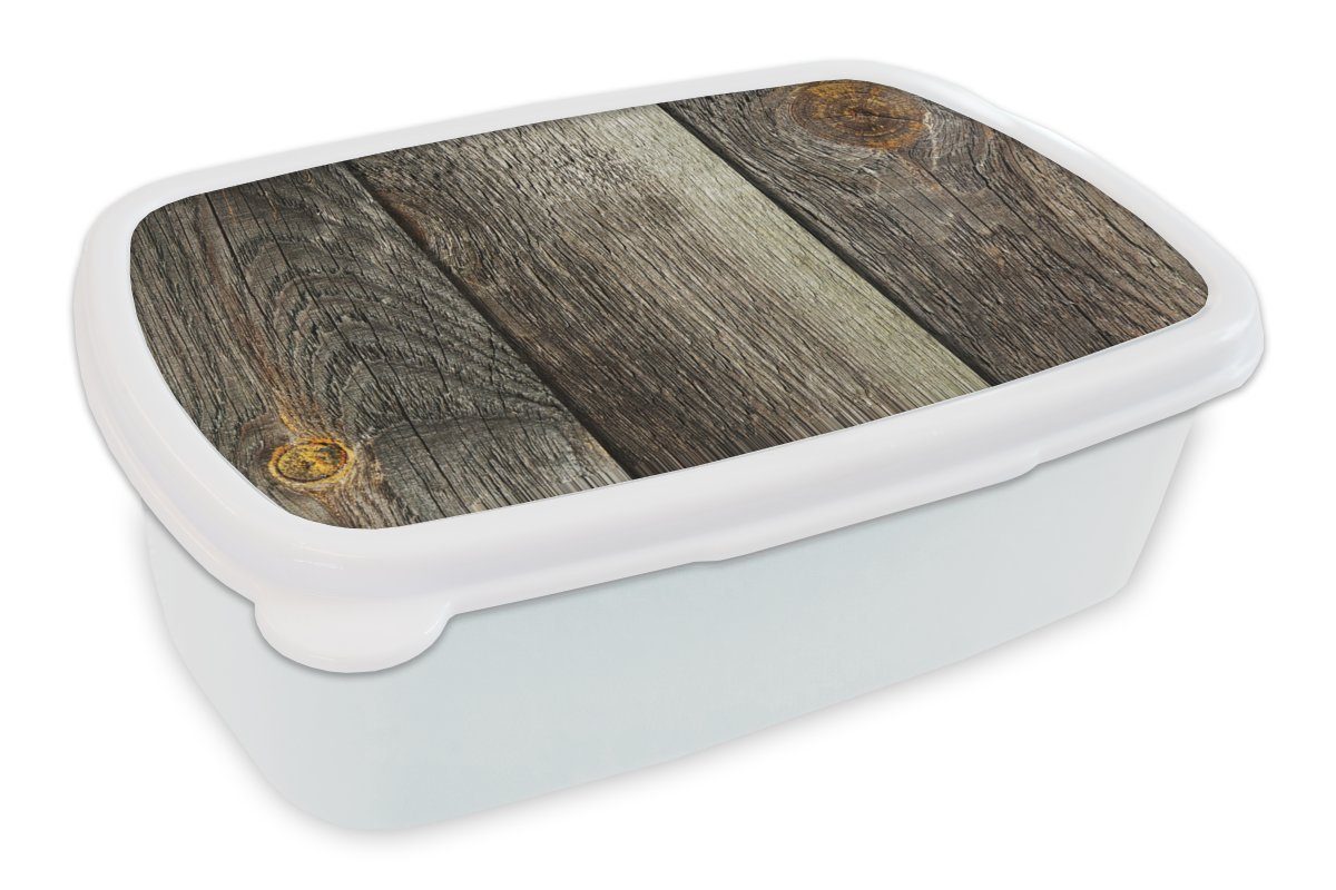 MuchoWow Lunchbox Rost - Regal - Holz - Industriell, Kunststoff, (2-tlg), Brotbox für Kinder und Erwachsene, Brotdose, für Jungs und Mädchen weiß | Lunchboxen