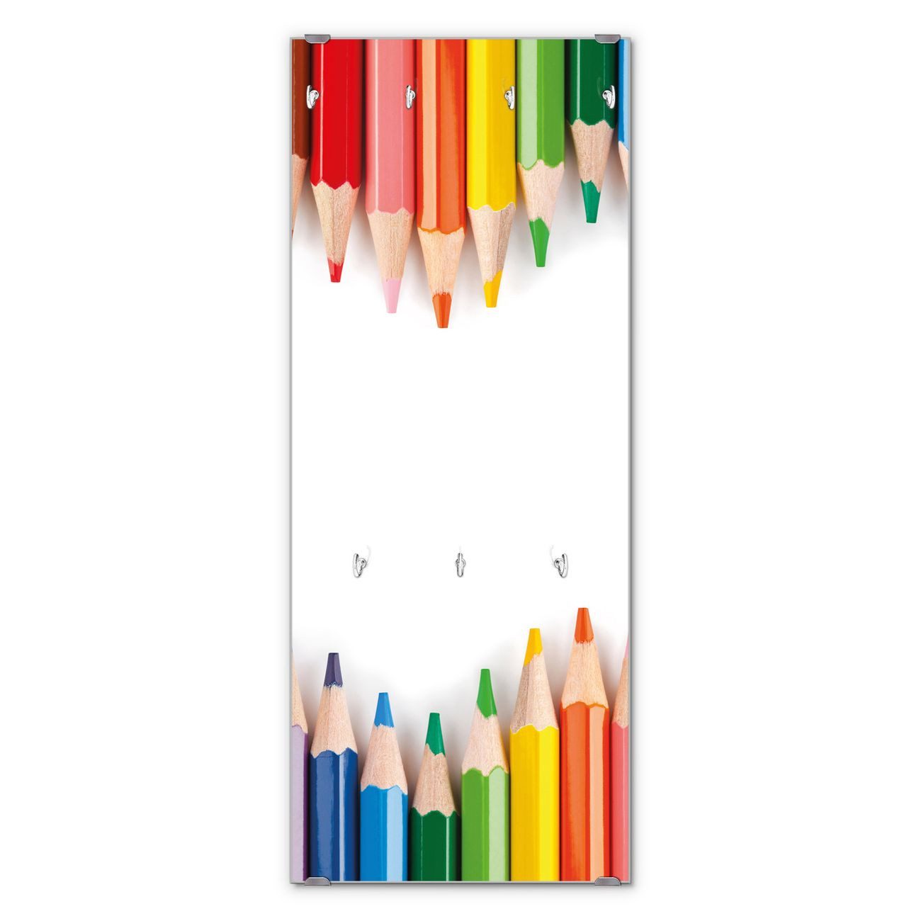 banjado Garderobenleiste Glas Buntstifte (Wandgarderobe, mit verchromten Haken), inkl. Montagematerial