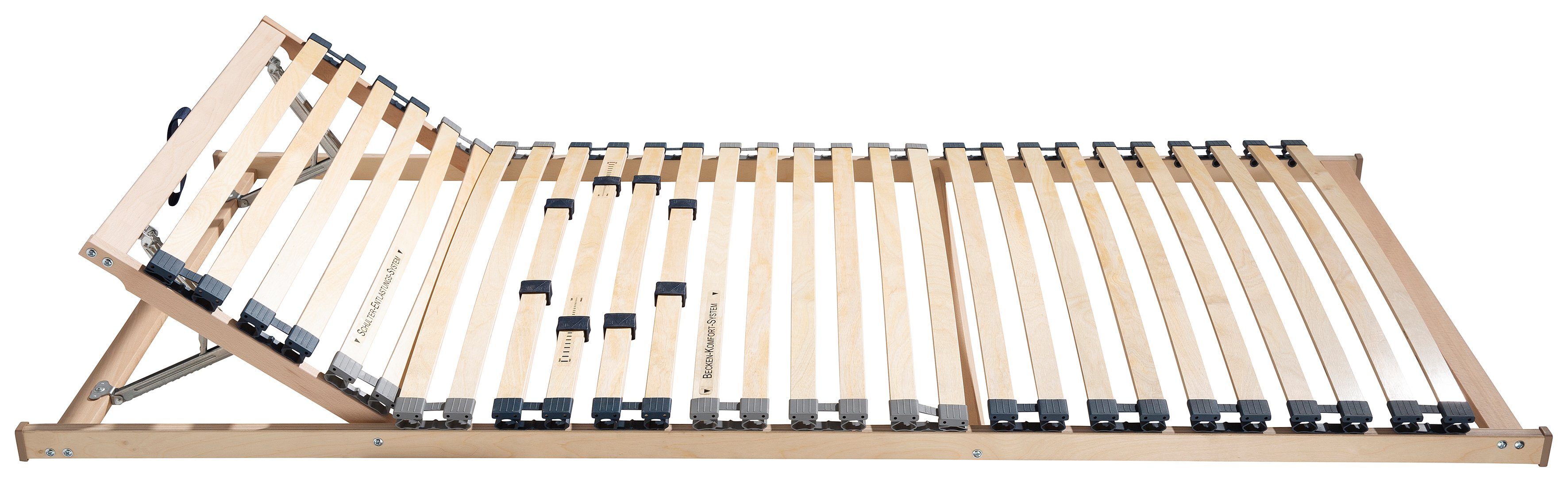 Lattenrost Noxus Flex K, im Doppelpack!, Beco, Kopfteil manuell verstellbar, Fußteil nicht verstellbar, mit Härteverstellung, 28 Federholzleisten