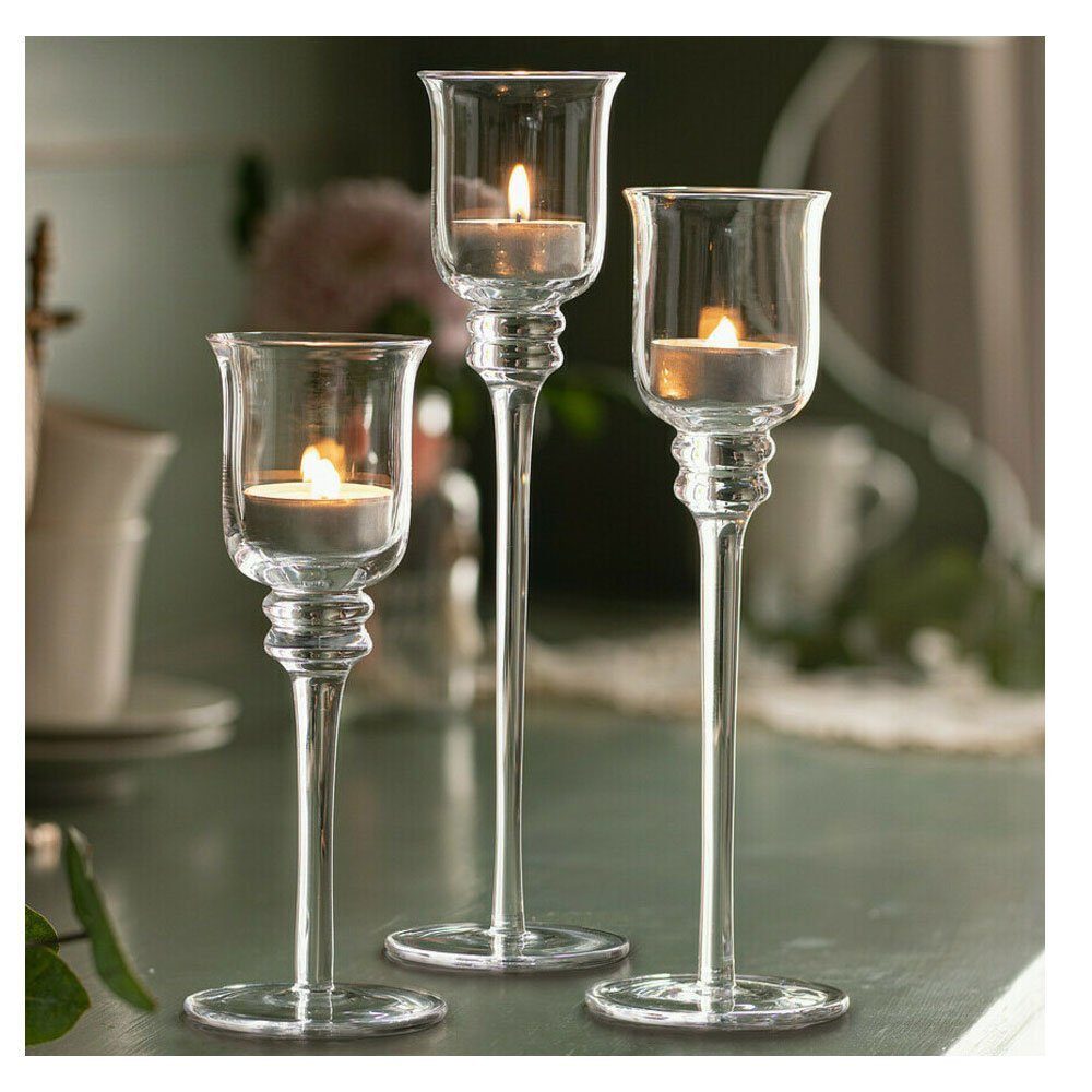 Home-trends24.de Kerzenhalter Glas 3er-Set Windlicht Teelichthalter Kerzenh günstig online kaufen