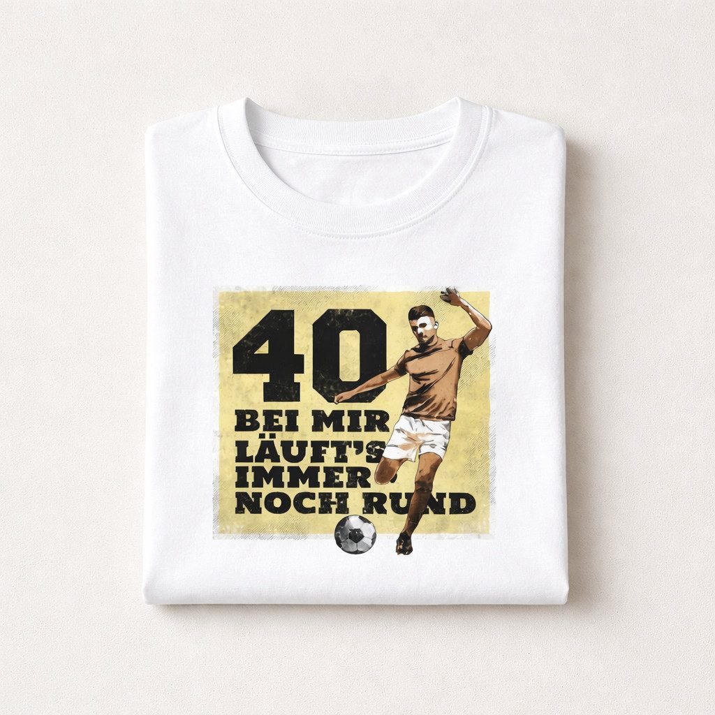 Blondie & Brownie T-Shirt Vater Geburtstag 40 Jahre Rund Fußball Motiv Herren Shirt (Einzelartikel) Vater Geburtstag 40 Jahre Rund Fußball Motiv Herren Shirt Humor